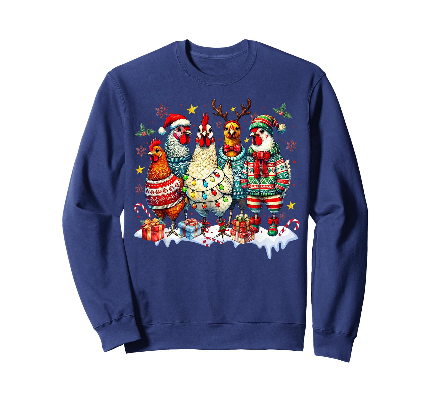 Funny Chicken Christmas Lights Farm Animal Cute Xmas Holiday T-Shirt