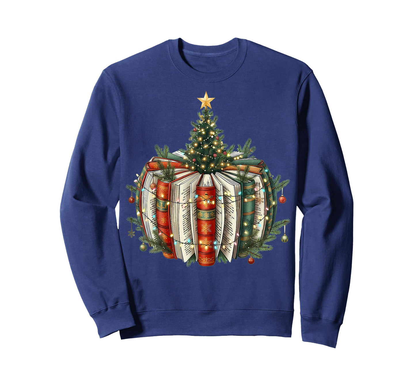 Book Tree Christmas Book Lover Christmas Bookworm Xmas T-Shirt