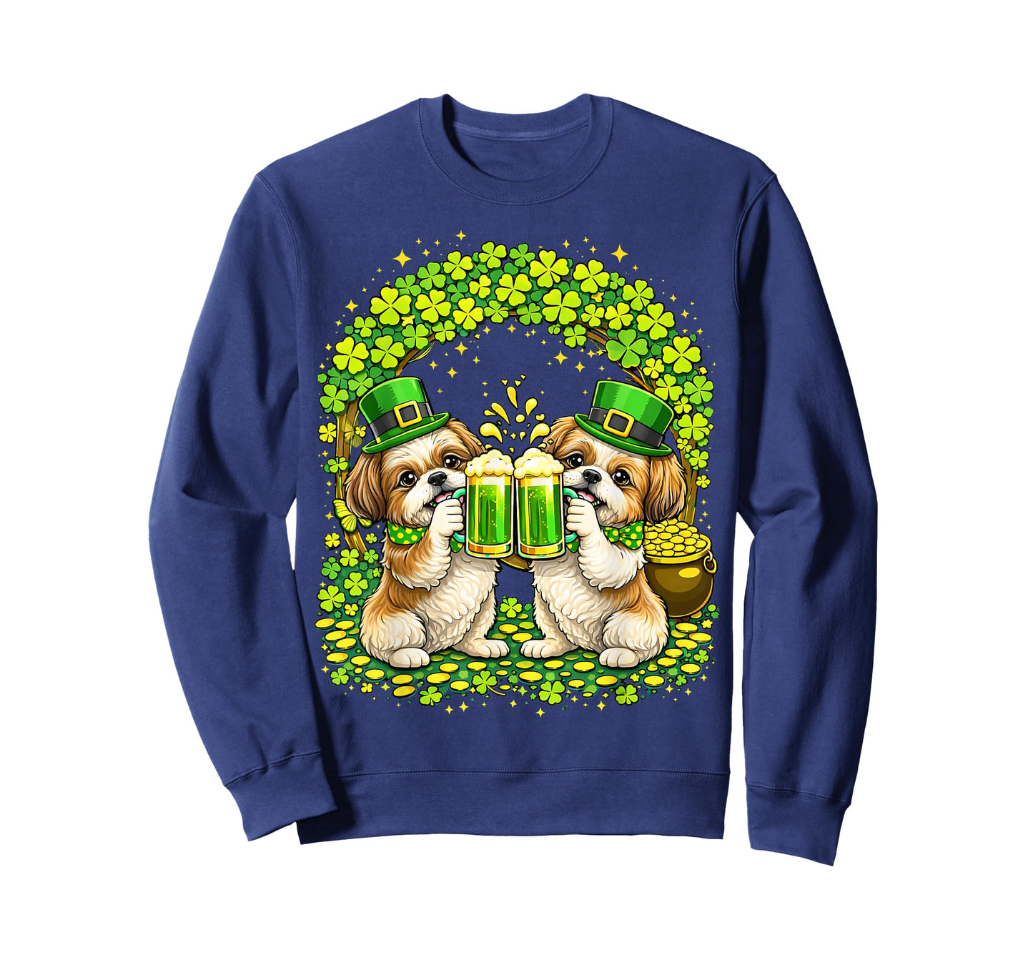 St Patrick’s Day Irish Shih Tzu Beer Shamrock Dog Lover Men T-Shirt