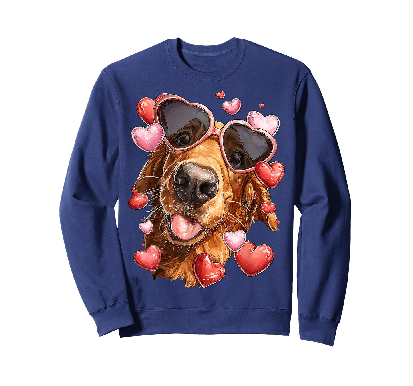 Golden Retriever Dog Valentine's Day Heart Sunglasses T-Shirt