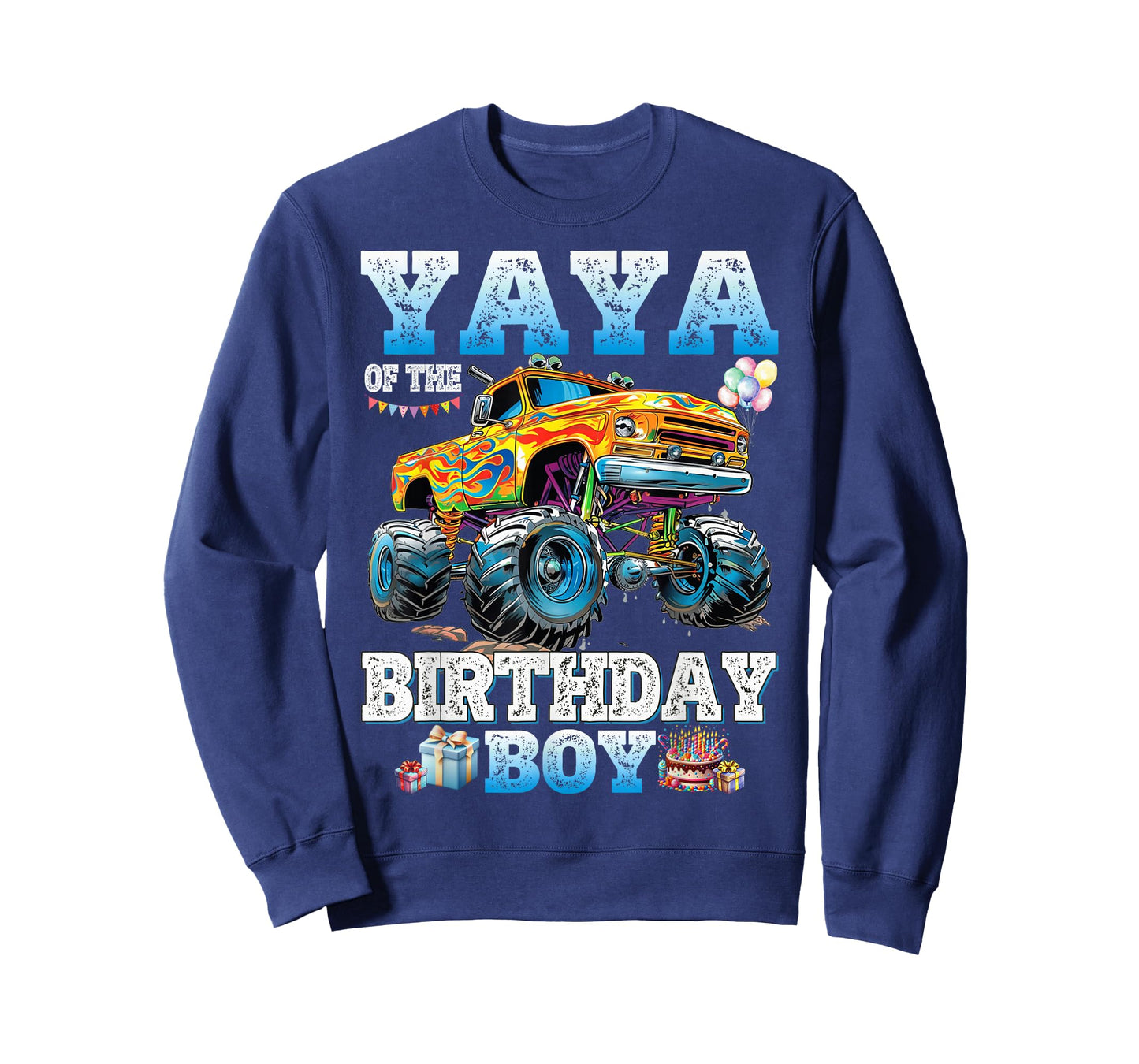 Yaya of The Birthday Boy Monster Truck Birthday Family T-Shirt