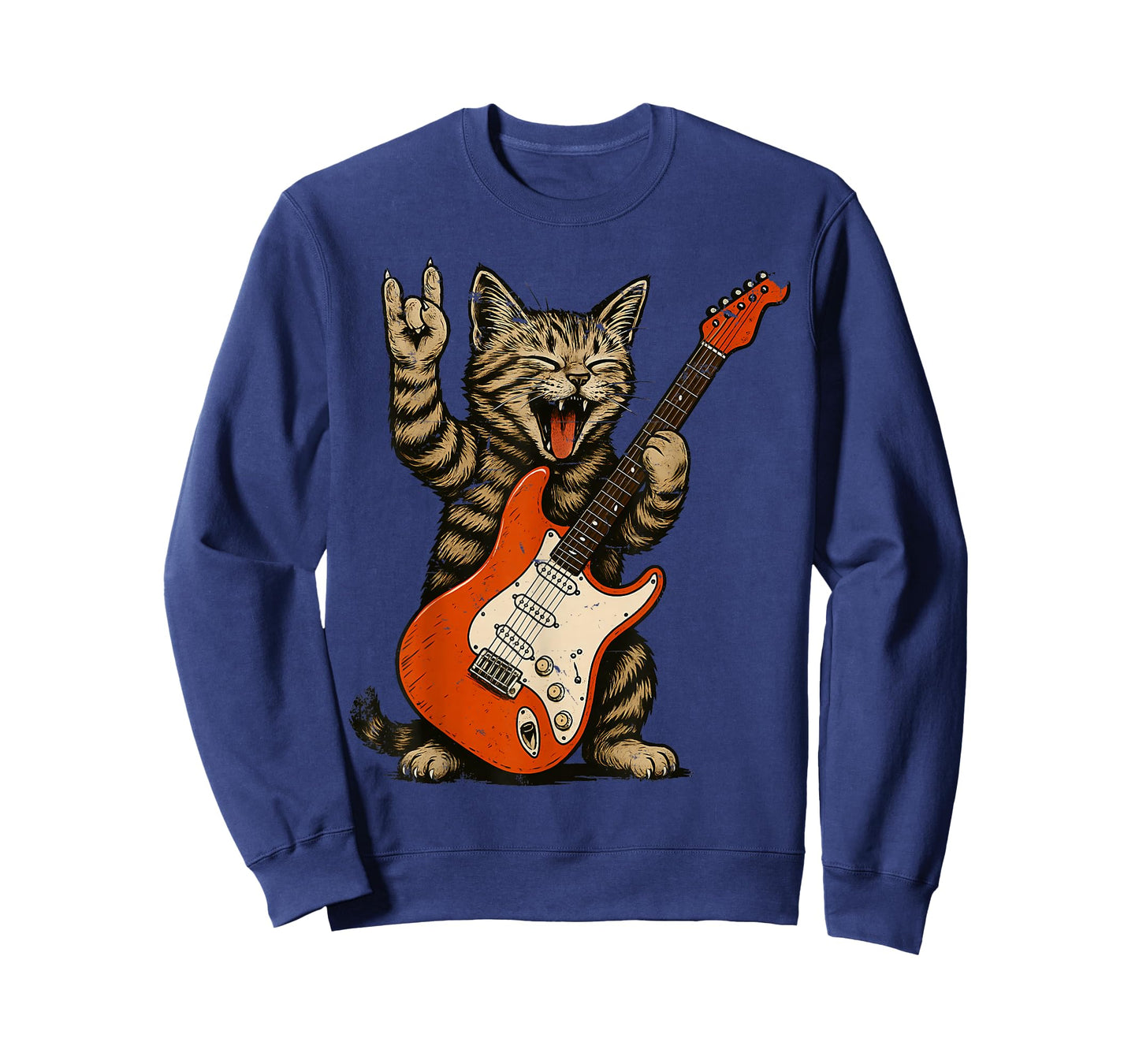 Rock Cat Bass Guitar Cat Vintage Rock N Roll Guitarist Cat T-Shirt