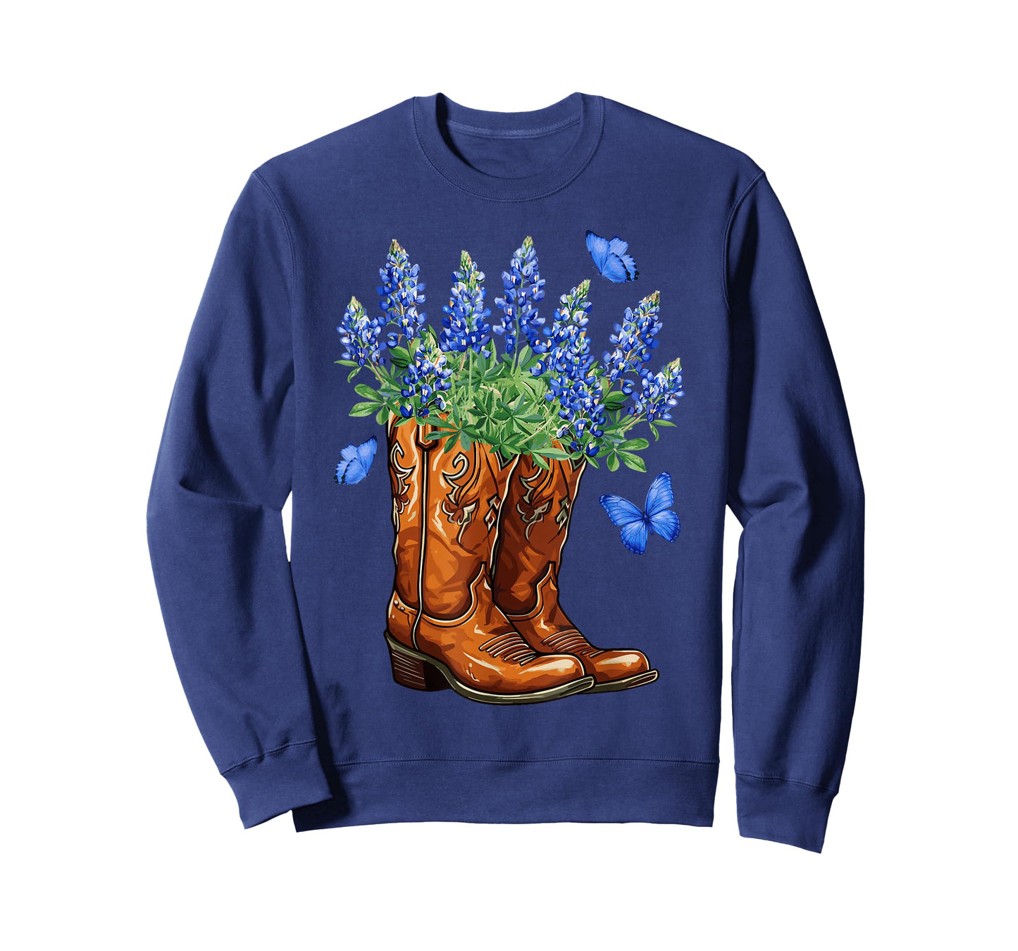 Texas Independence Day Cowgirl Boots & Bluebonnet Flowers T-Shirt
