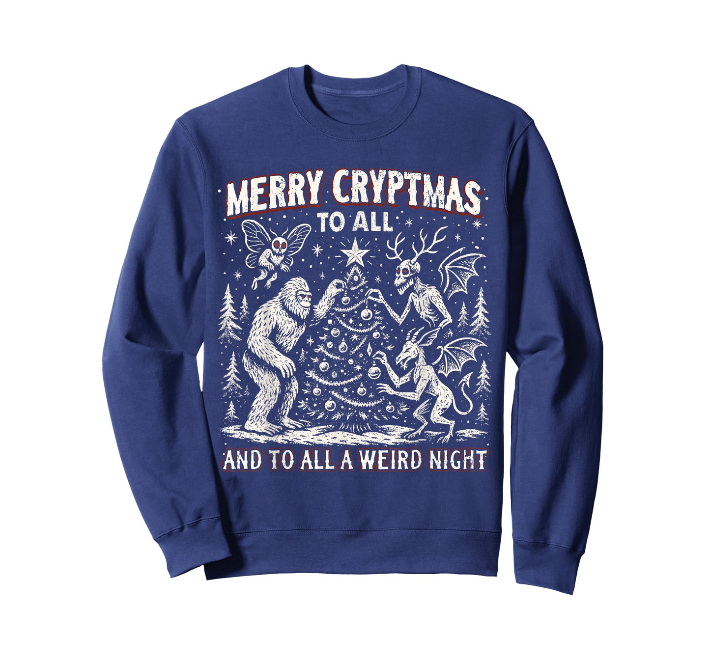 Merry Cryptmas Weird Night Cryptid Holiday Art T-Shirt