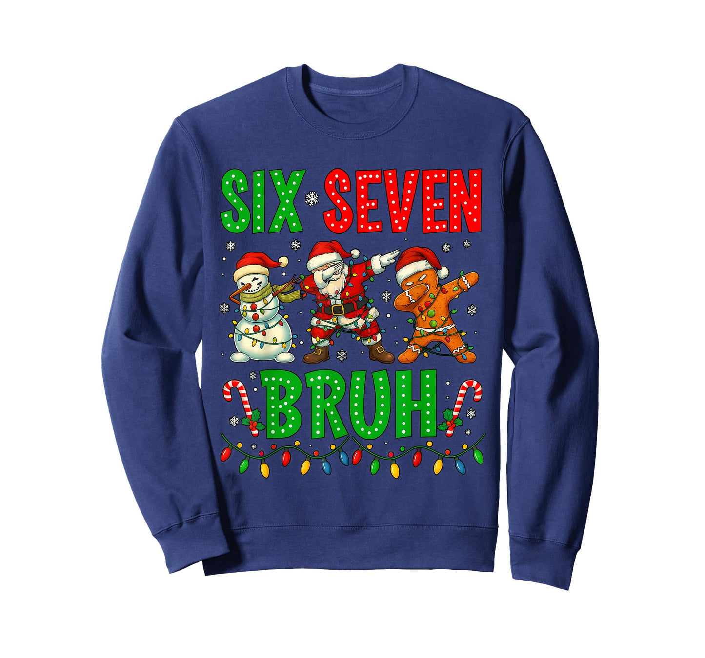 Six Seven 6 7 Meme Dabbing Santa Gingerbread Christmas Bruh T-Shirt