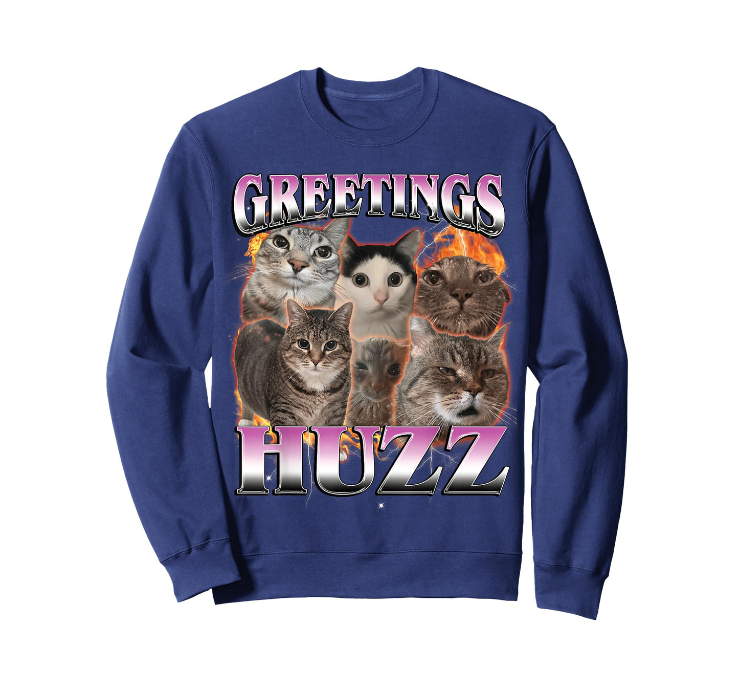 Greetings Huzz Funny Stupid Dank Cat Meme Bootleg Graphic T-Shirt