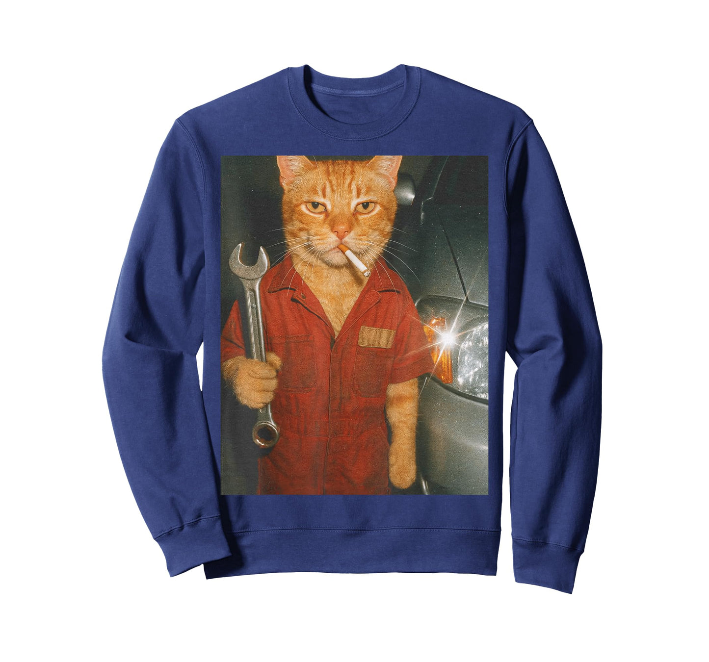 Funny Cat Mechanic Smoking Car Garage Kitty Meme Gen Z Dad T-Shirt