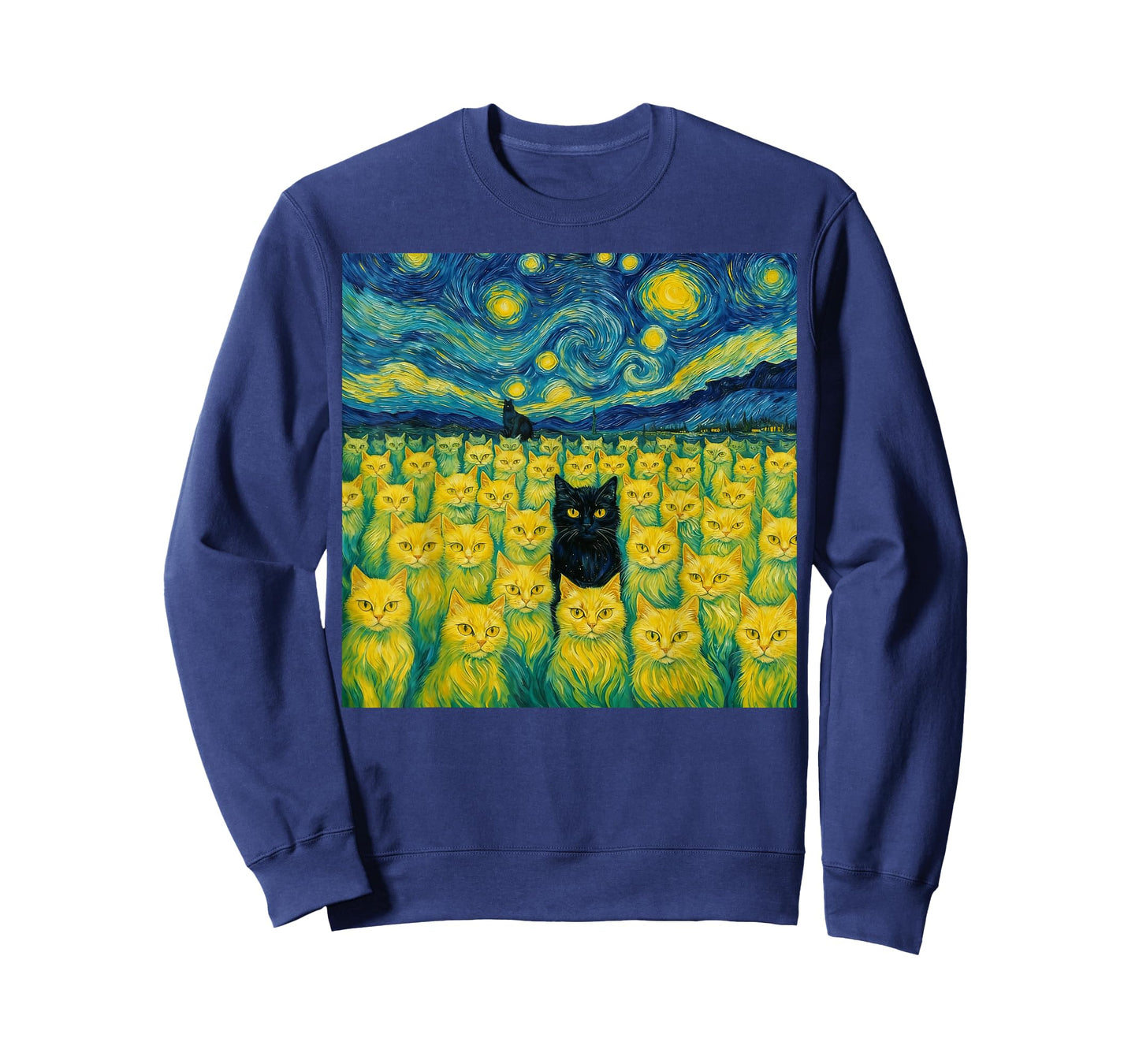 Cat Starry Night Van Gogh Cat for Cat Lover T-Shirt