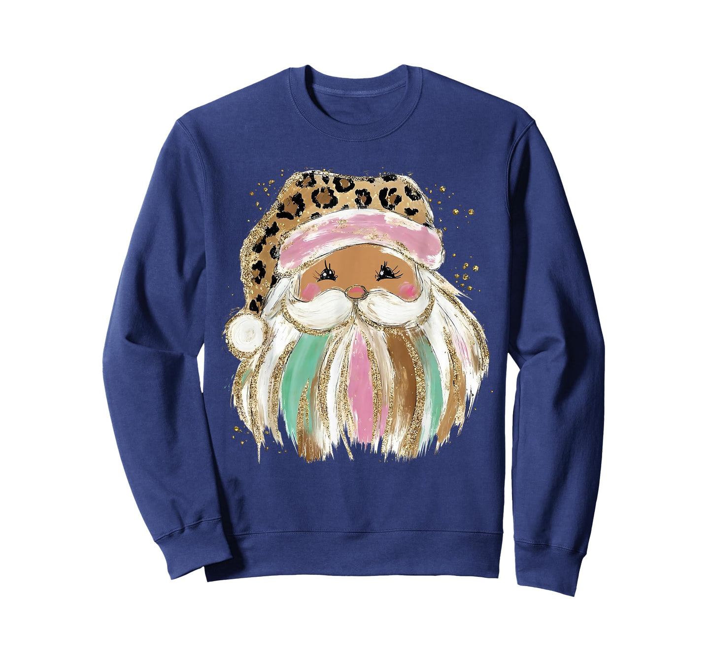 Leopard Print Funny Santa Merry Christmas Xmas Holiday Retro T-Shirt