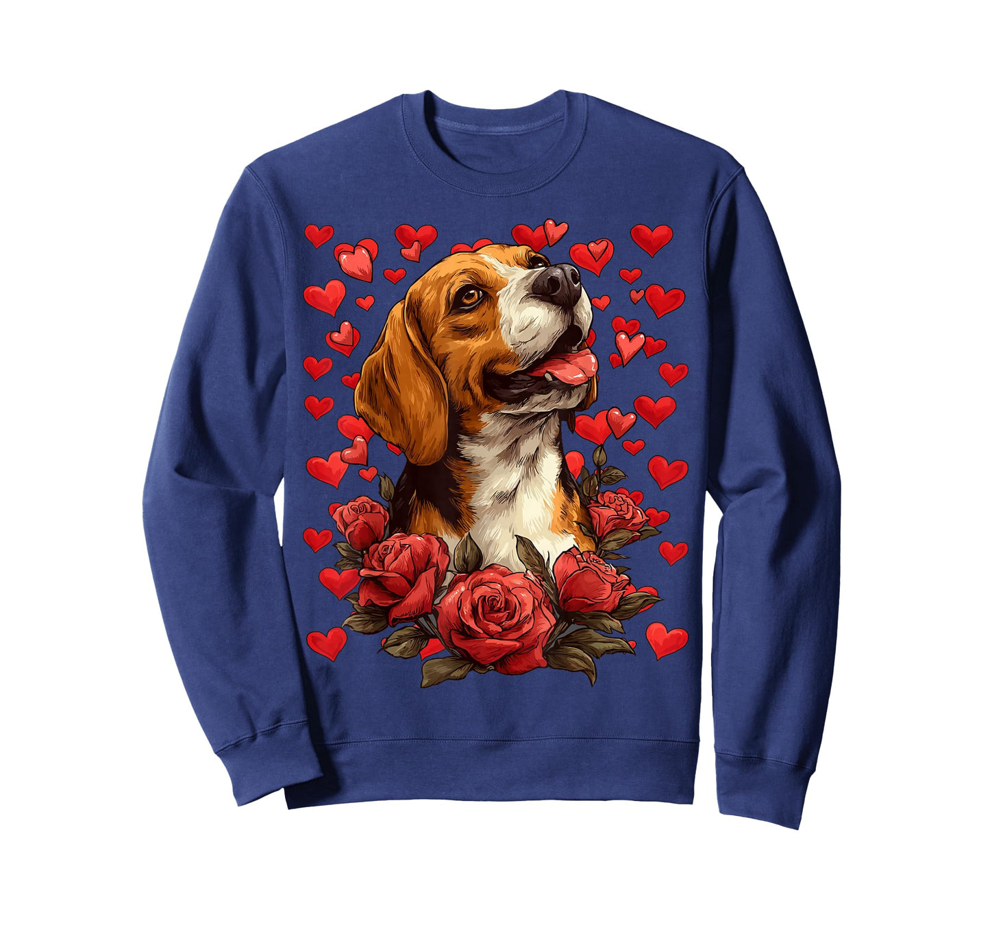 Cute Beagle with Red Roses Hearts Floral Valentine’s Day Dog T-Shirt