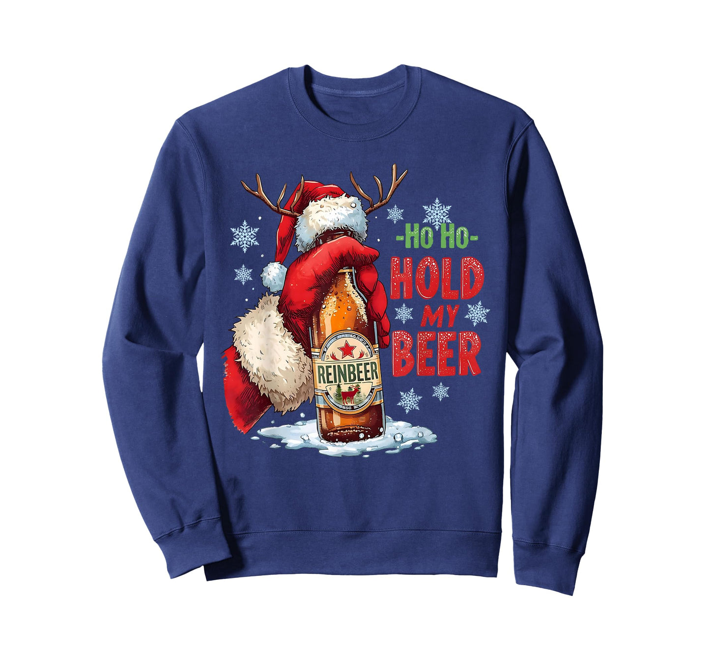 Ho Hold My Beer Funny Santa Holding Beer Christmas Drinking T-Shirt