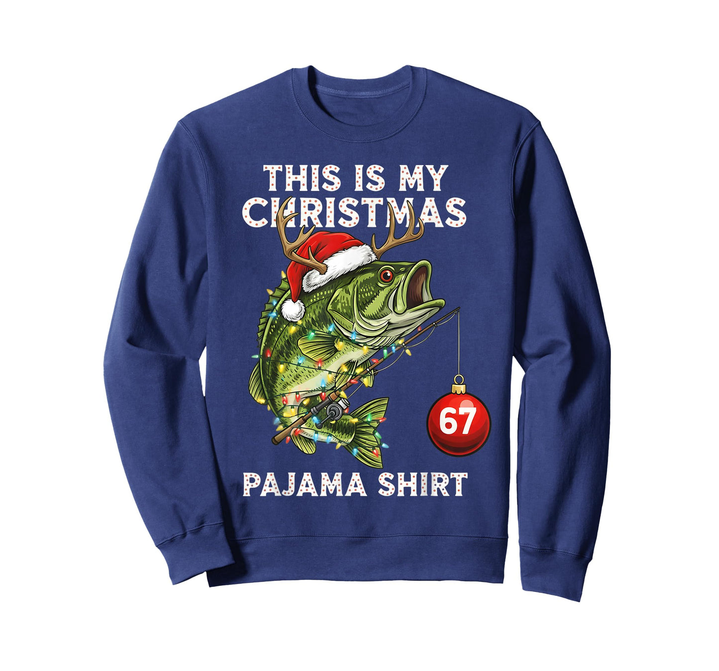 This is My Christmas Pajama Bass Fish Santa Hat Toddler Boys T-Shirt