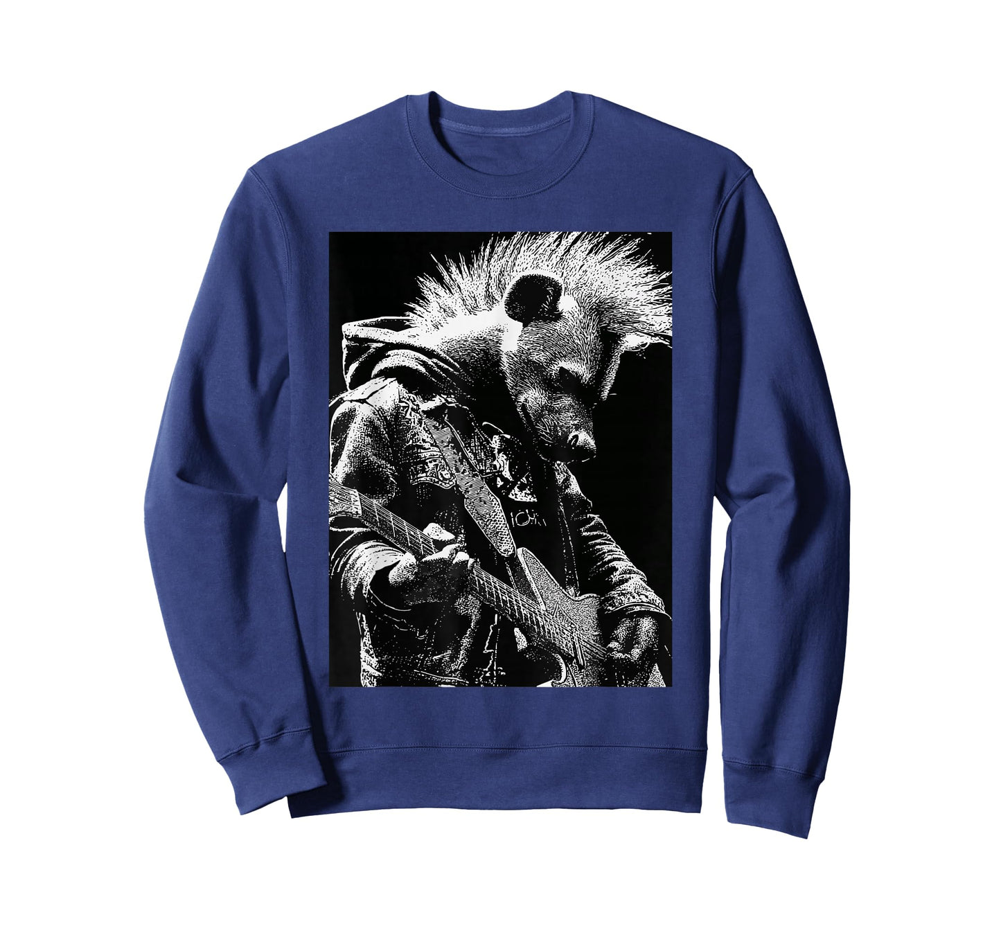 Hyena with Guitar Rocker Animal Punk Grunge Aesthetic T-Shirt