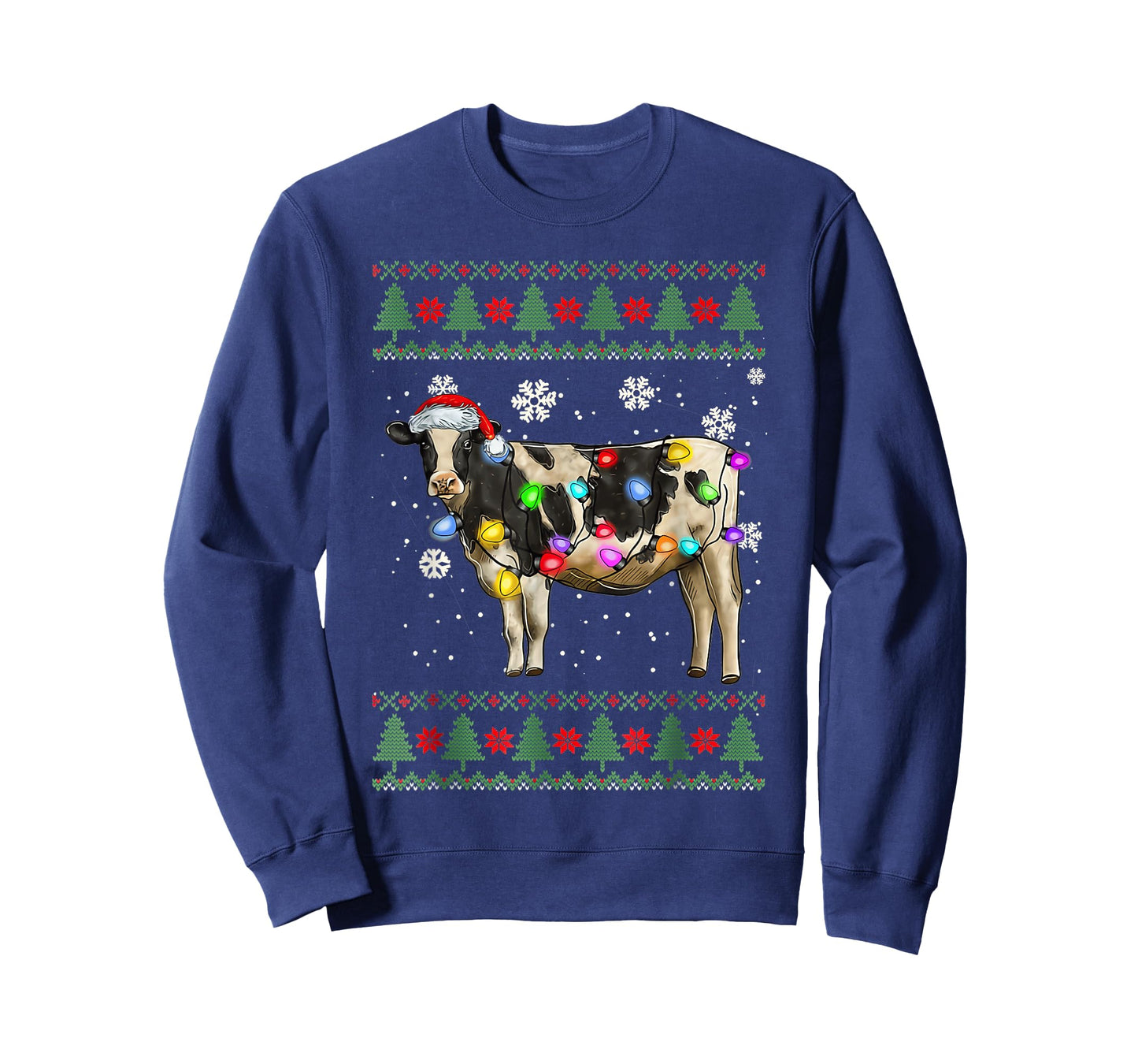 Ugly Cow Christmas Sweater Santa Hat and Light Up Xmas T-Shirt