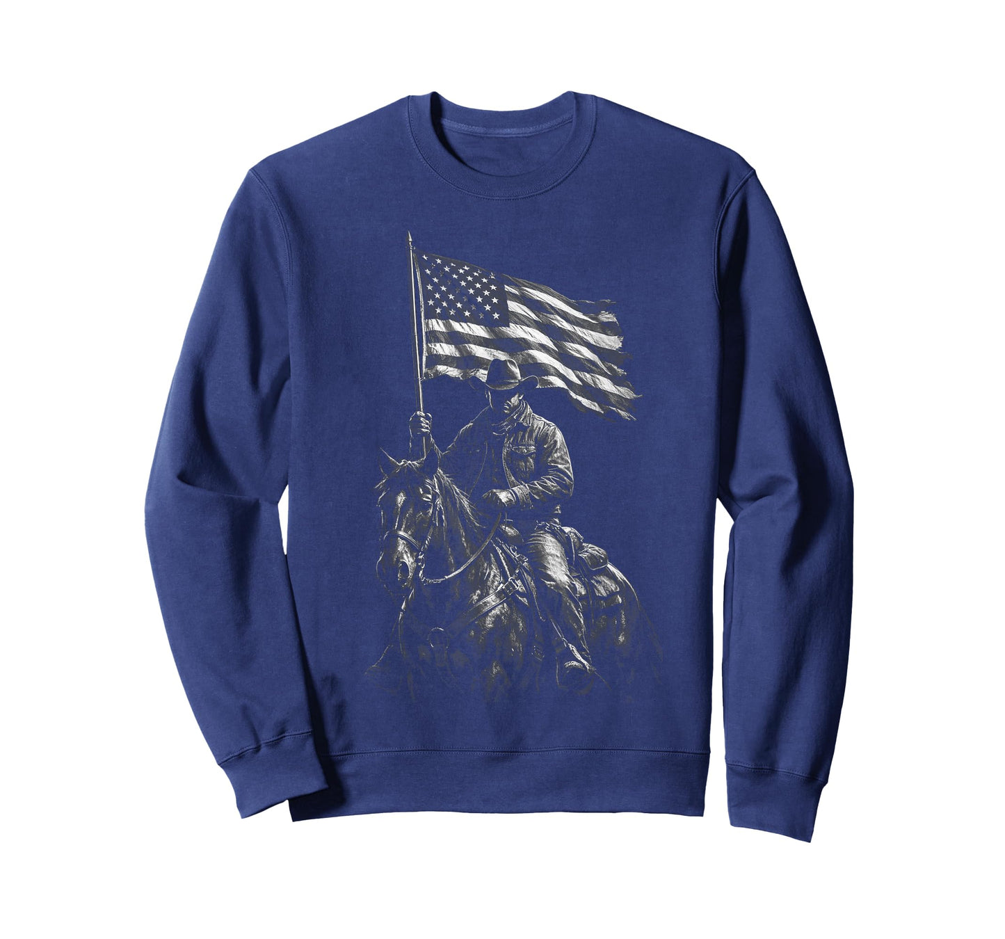 Patriotic Western Cowboy on Horse – American Pride Art T-Shirt