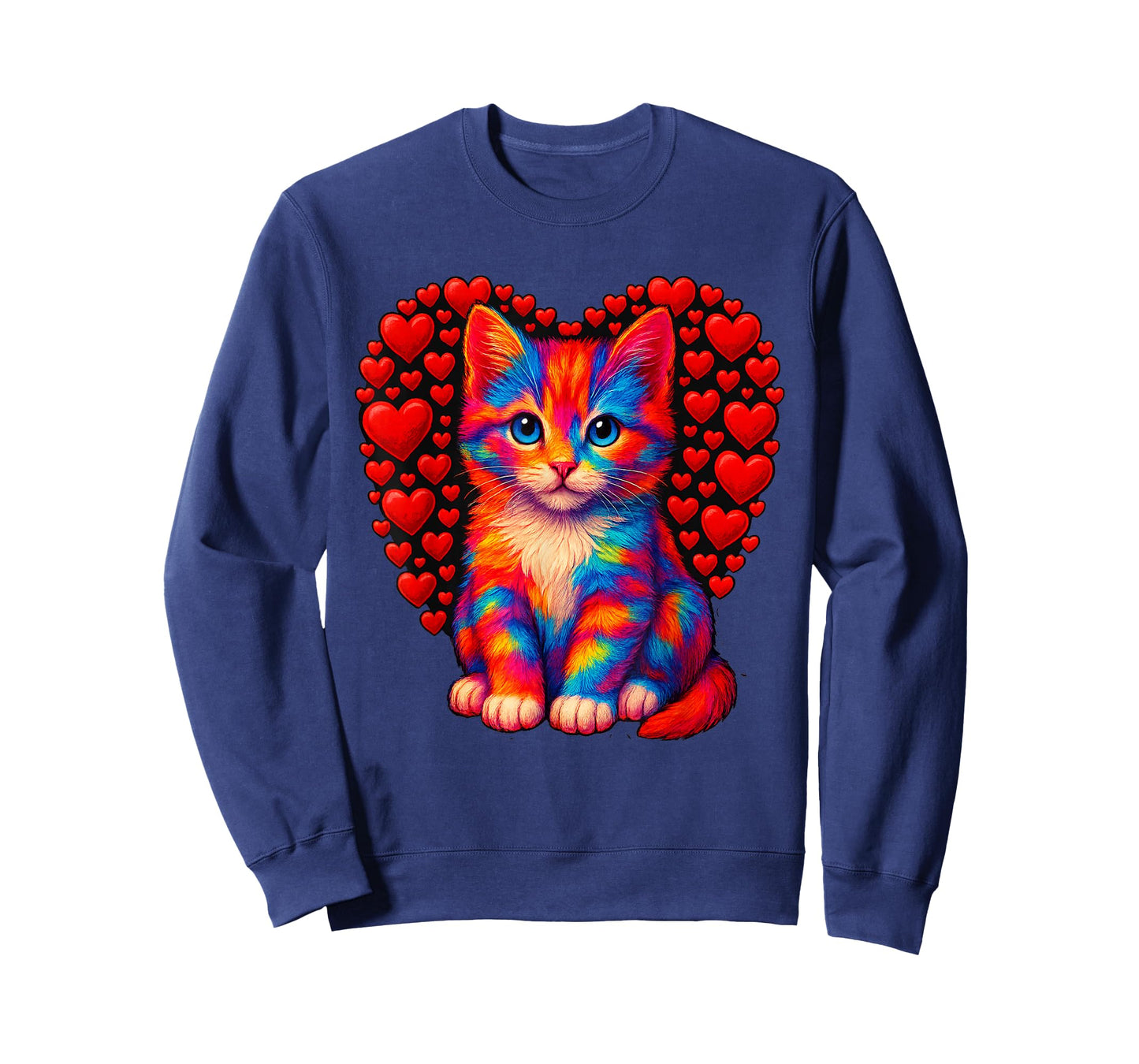 Cute Multicolor Cat Heart Valentines Day for Kitties Lovers T-Shirt