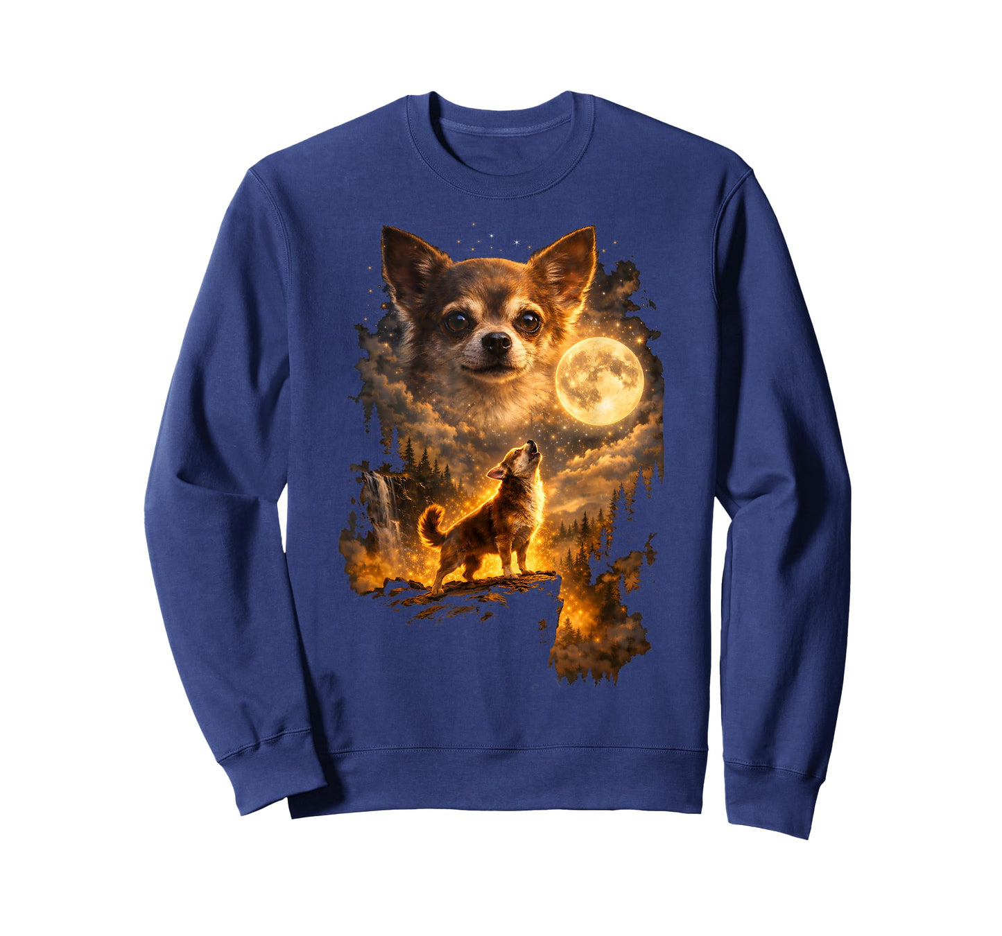 Chihuahua Howling to The Moon Funny Vintage Chihuahua Dog T-Shirt