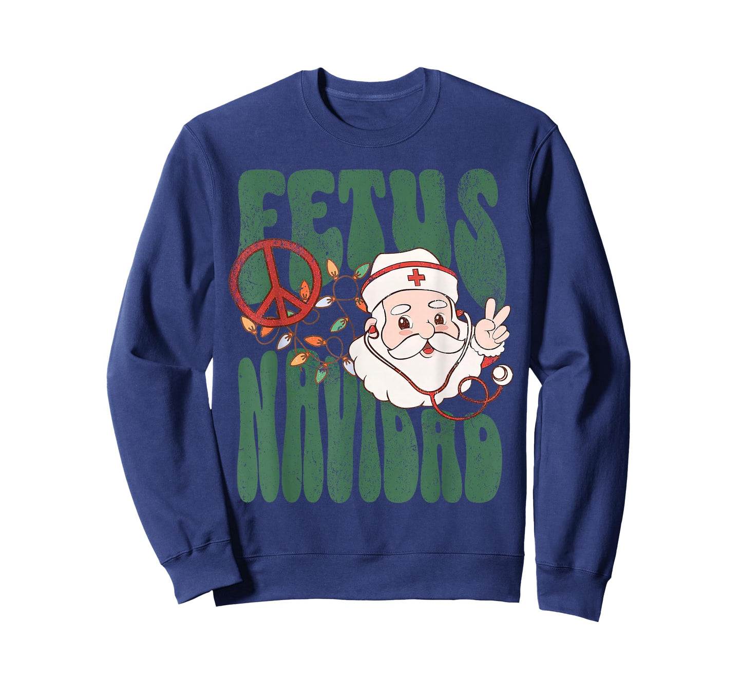 Retro Fetus Navidad Santa Claus Christmas OBGYN Nurse Hippie T-Shirt