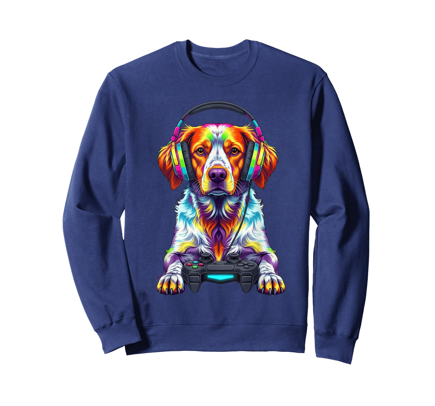 Colorful Brittany Spaniel Video Game Gamer Dog Zoo Design T-Shirt