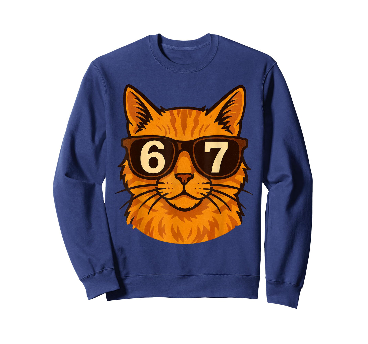 Funny Orange Cat Sunglasses 67 Six Seven Meme T-Shirt