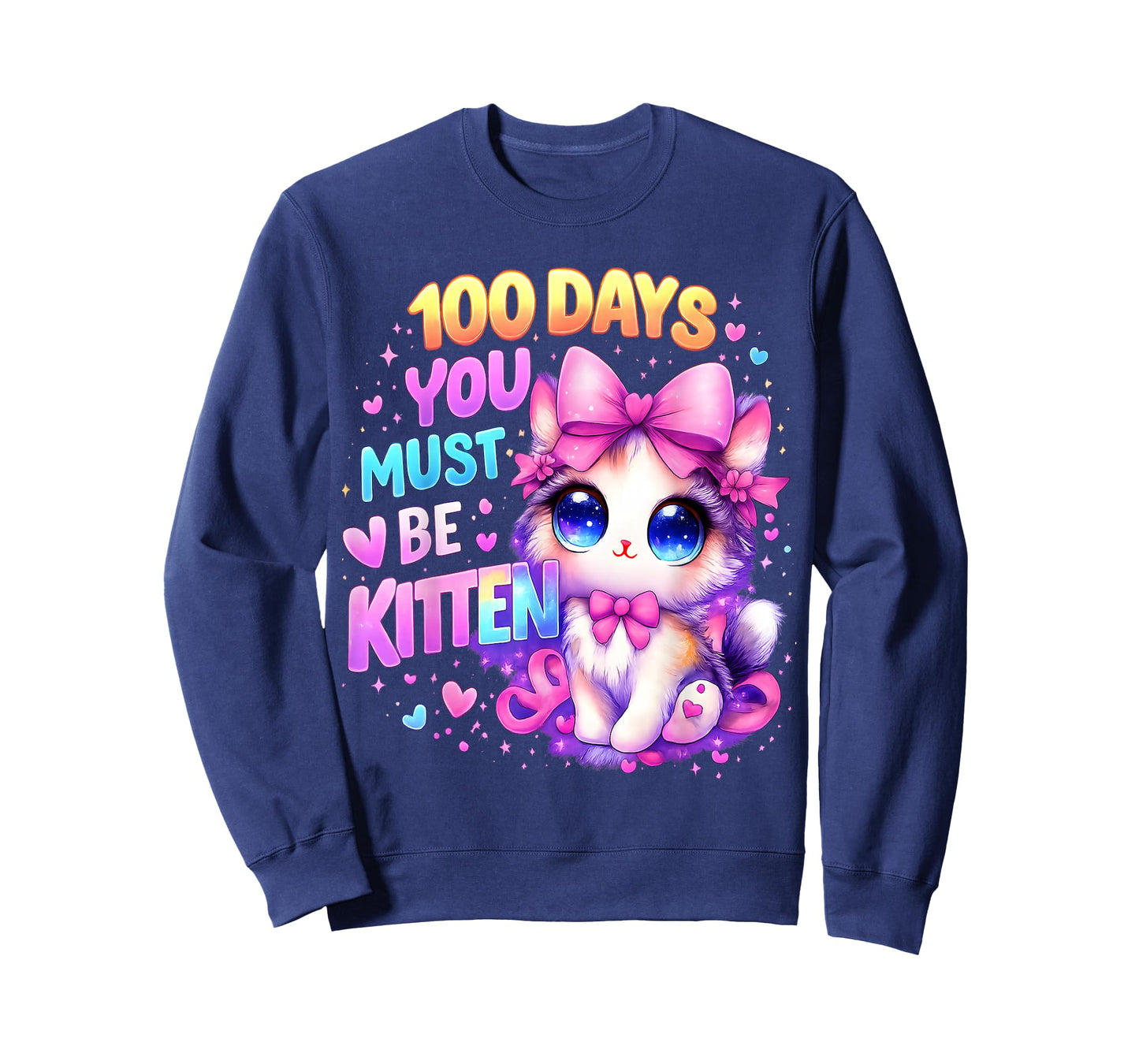 100 Days of School Girls Hearts You Must Be Kitten Cat Youth T-Shirt