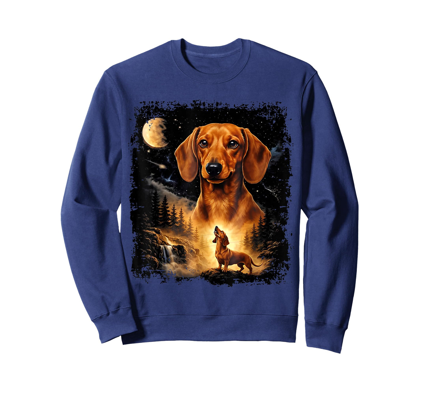 Vintage 90s Dachshund Howling at The Moon Wiener Dog Mom T-Shirt
