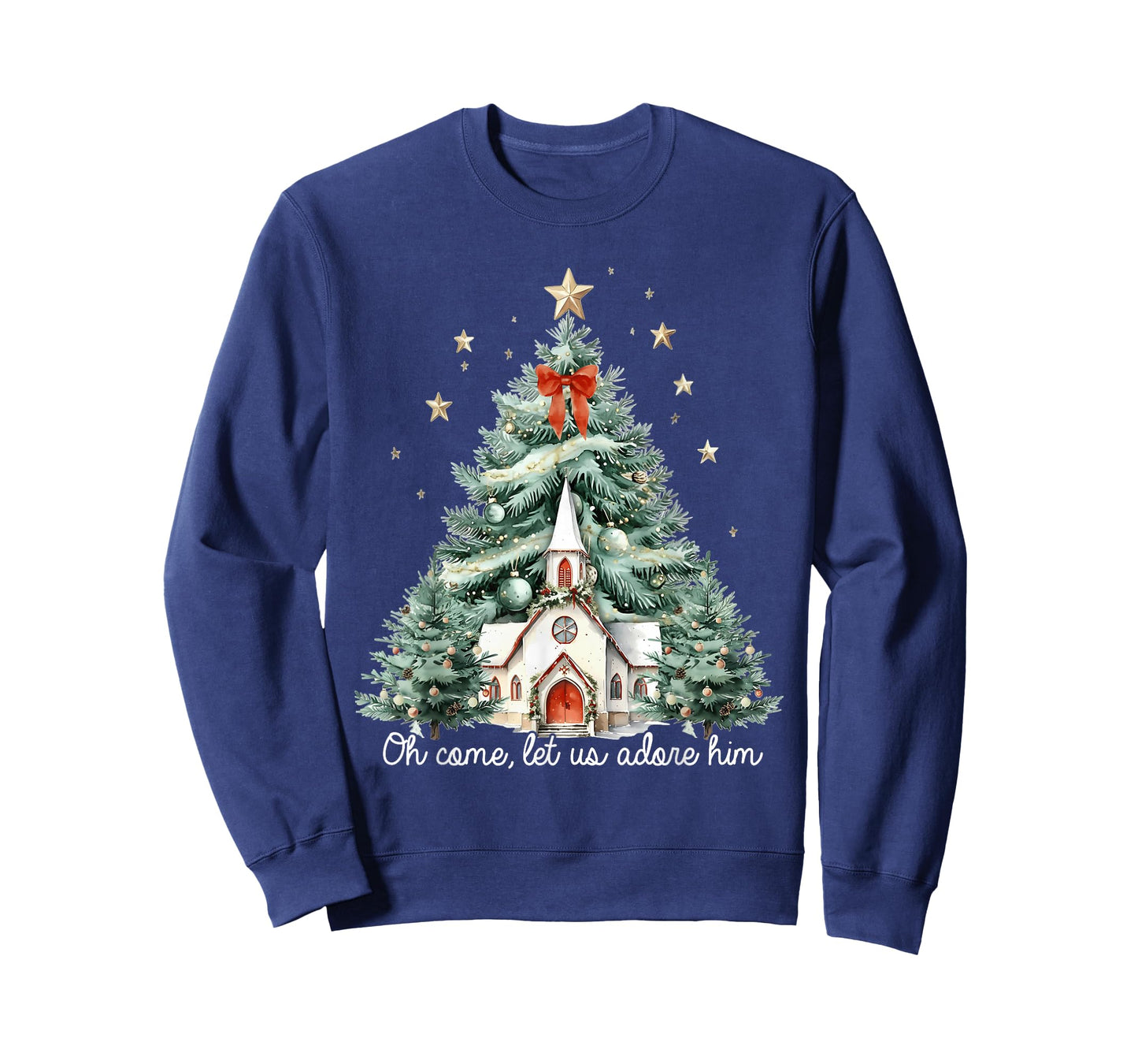Oh Come Let Us Adore Him Christian Jesus Christmas Pajamas T-Shirt