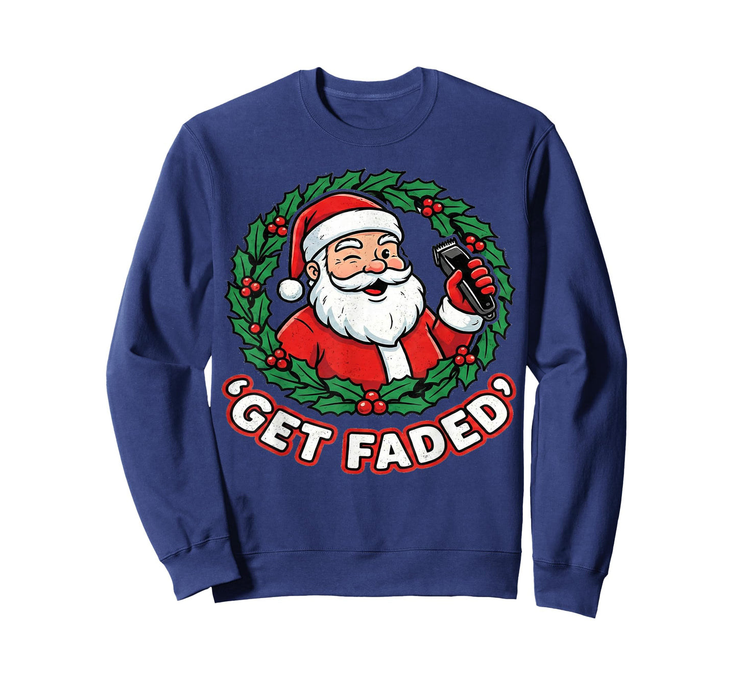 Funny Christmas Santa Claus Santa Barber Get Faded T-Shirt
