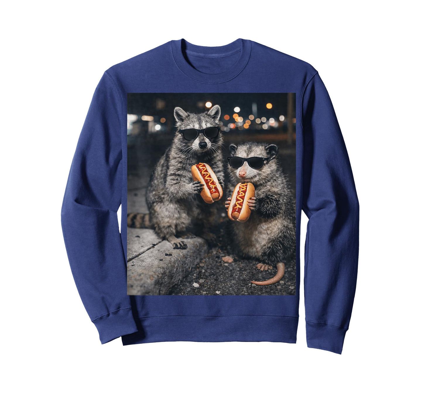 Funny Raccoon and Opossum Eating Hotdogs. Raccoon Lover T-Shirt