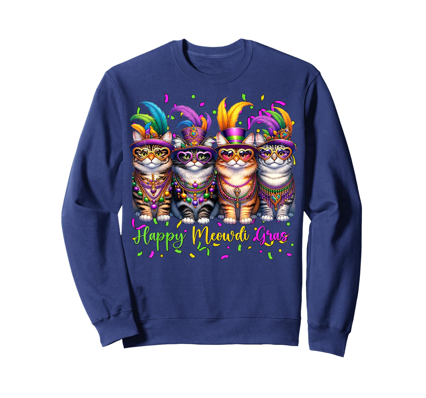Mardi Gras Carnival Cat Mask Happy Meowdi Gras Cat Lover T-Shirt
