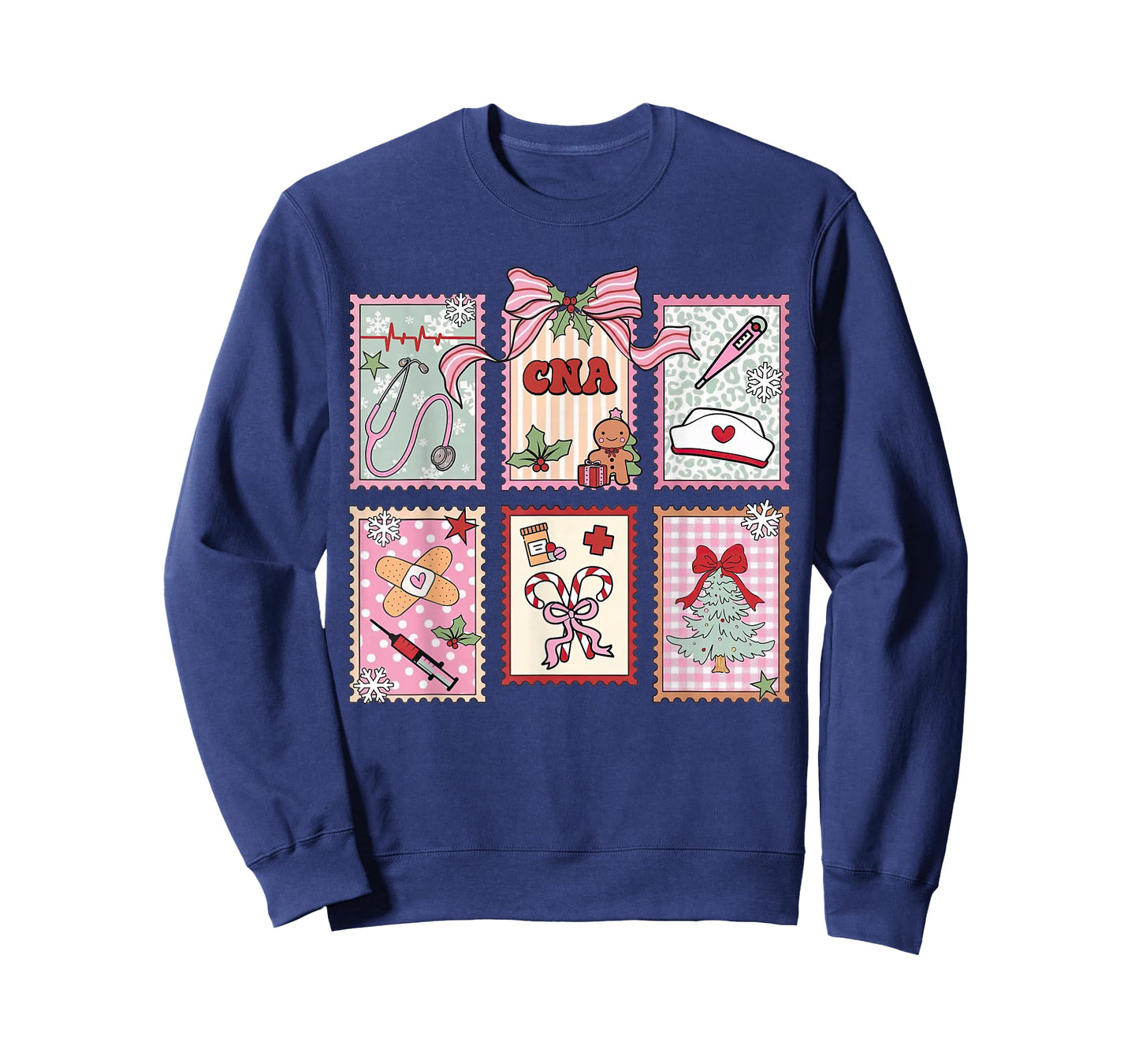 CNA Certified Nursing Assistant Christmas Pink Stamp Bows T-Shirt