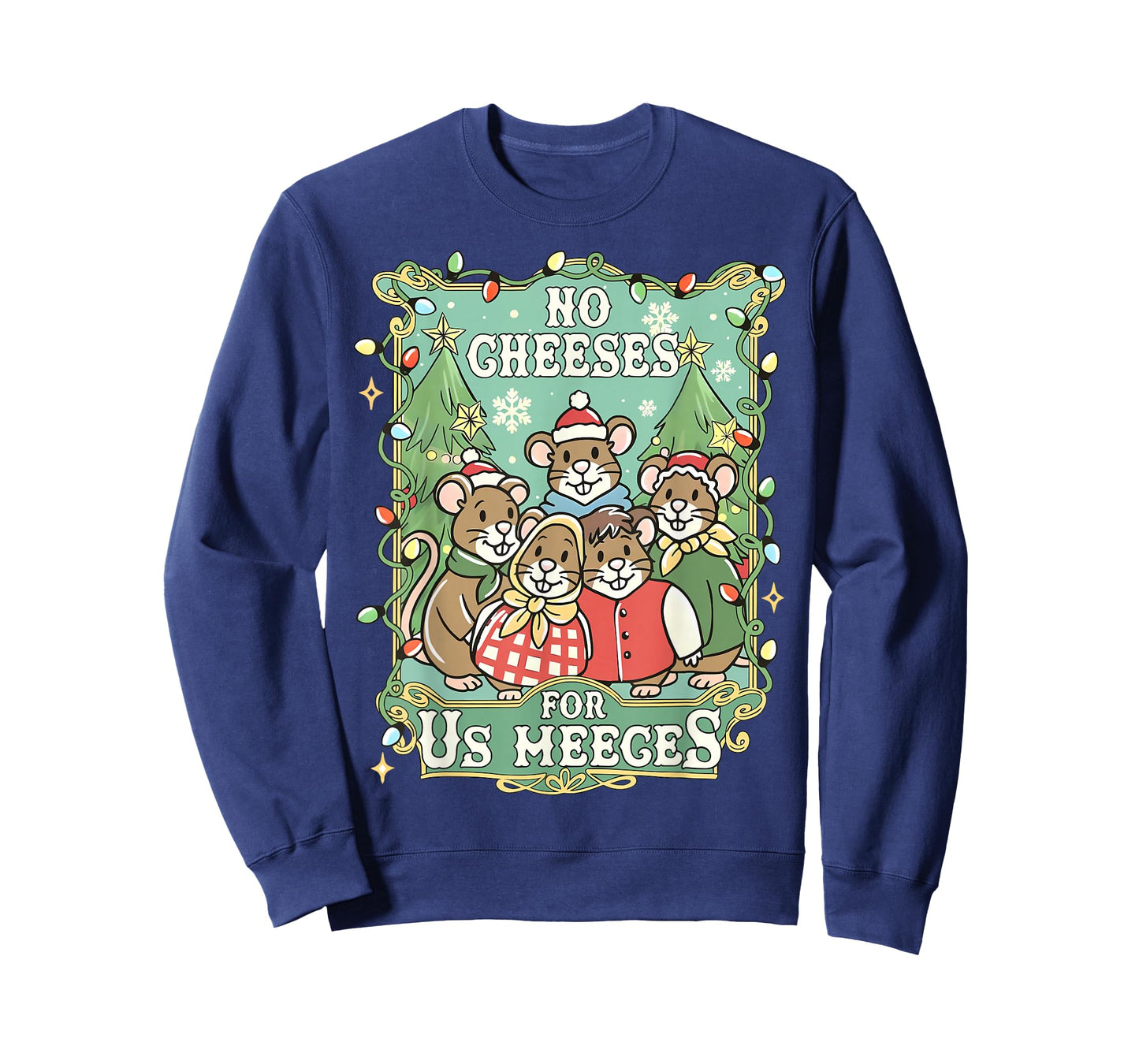 No Cheeses for Us Meeces Funny Mouse Vintage Christmas T-Shirt
