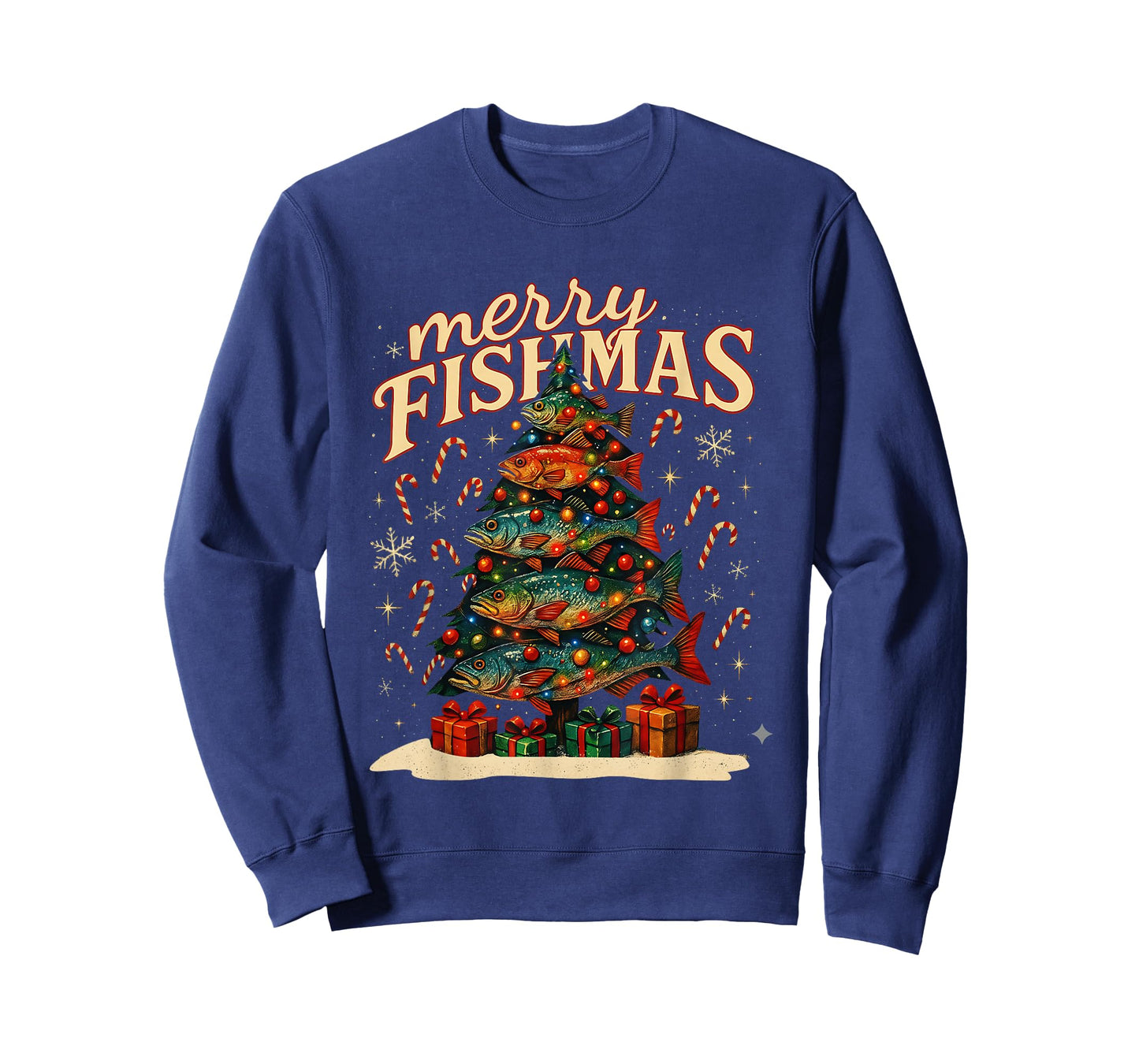 Merry Fishmas Funny Fishing Christmas Design T-Shirt