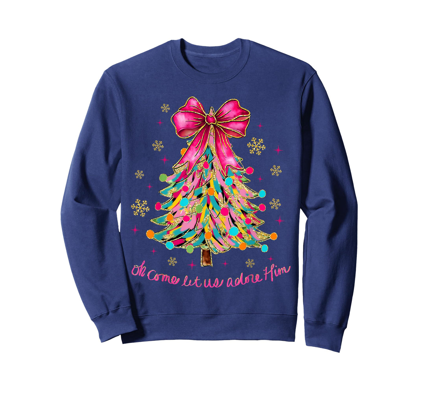 Oh Come Let Us Adore Him Jesus Christian Holiday Christmas T-Shirt
