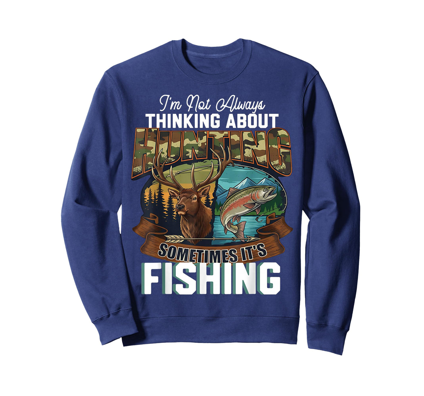 Funny Hunter Thinking About Hunting Sometimes Fishing T-Shirt