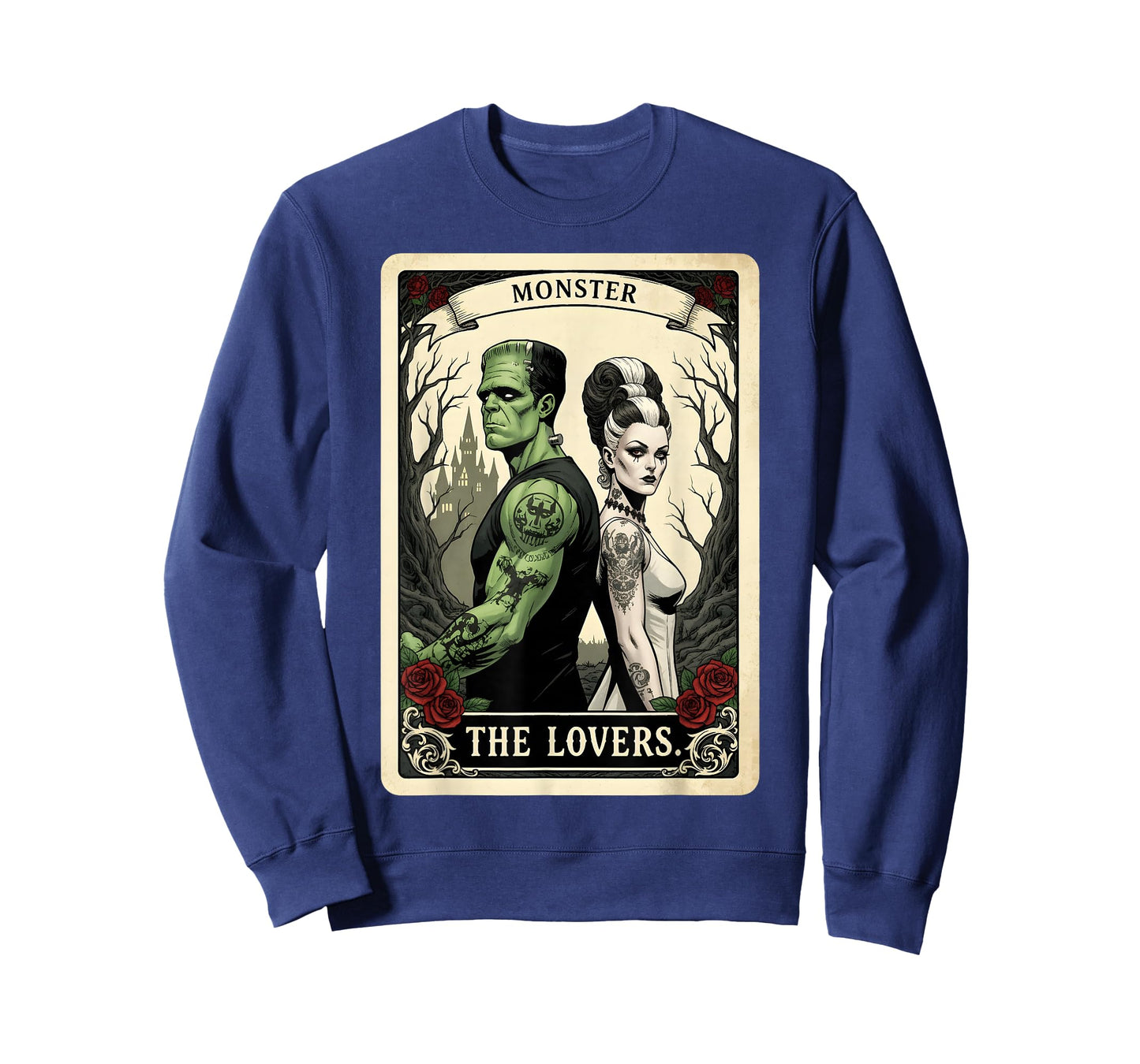 Spooky Romance Frankenstein The Lovers Tarot Halloween Vibe T-Shirt