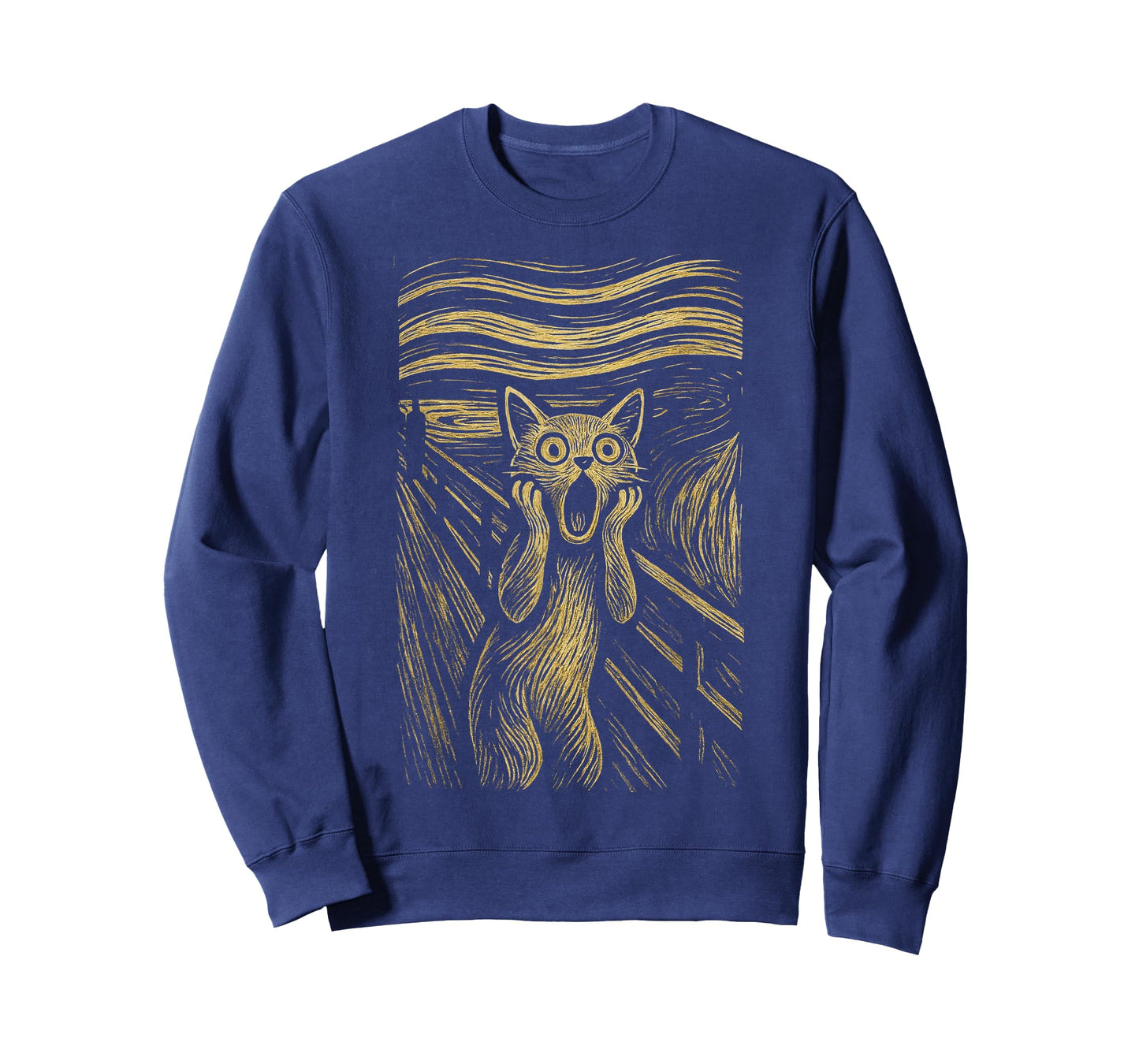 The Scream Funny Cat Grunge Painting by Munch Graphic Art T-Shirt