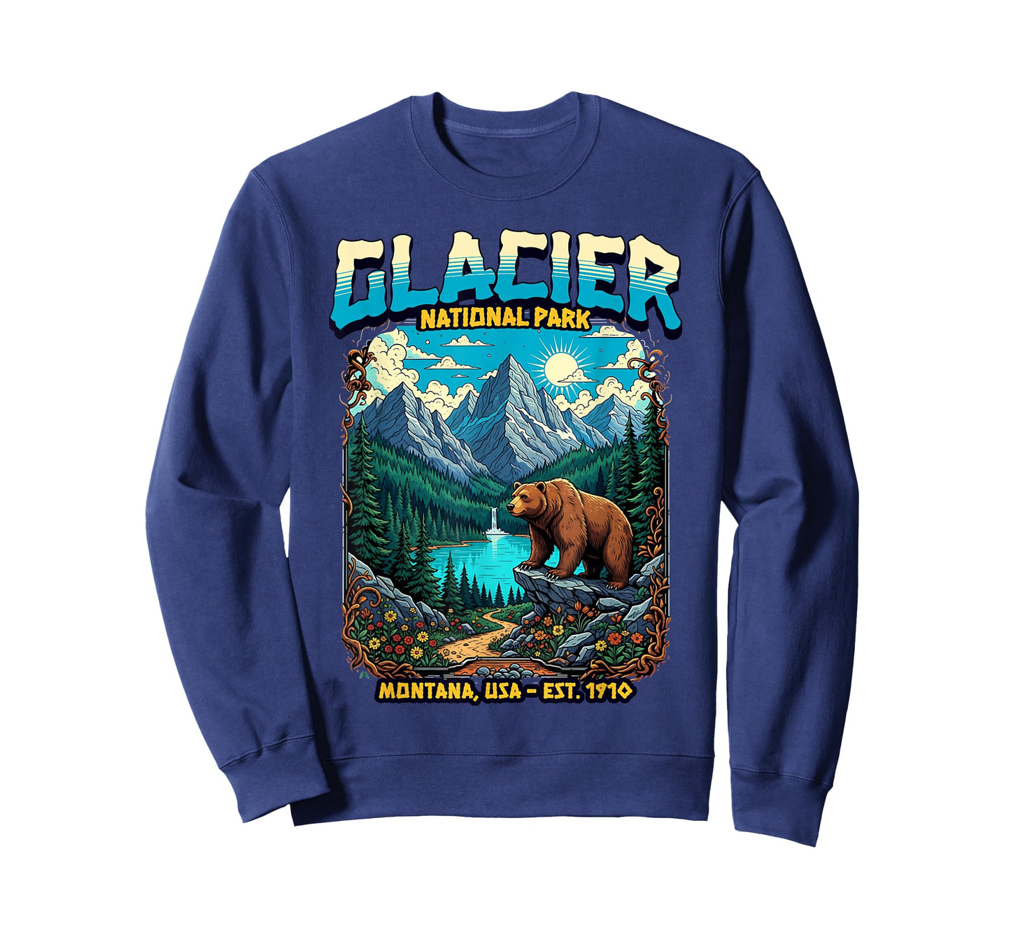 Glacier National Park Montana USA Retro Vintage Nature T-Shirt