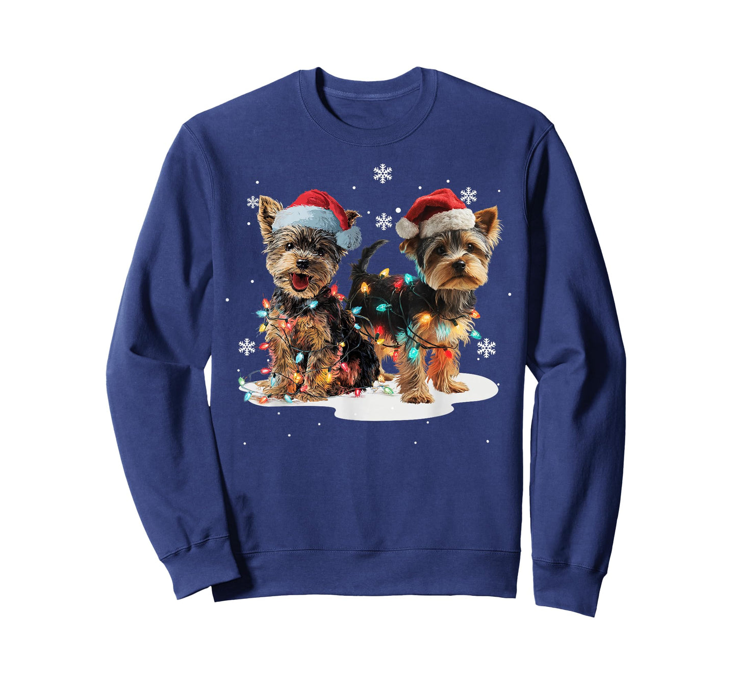 Cute Yorkshire Dog Christmas Lights Xmas Holidays T-Shirt