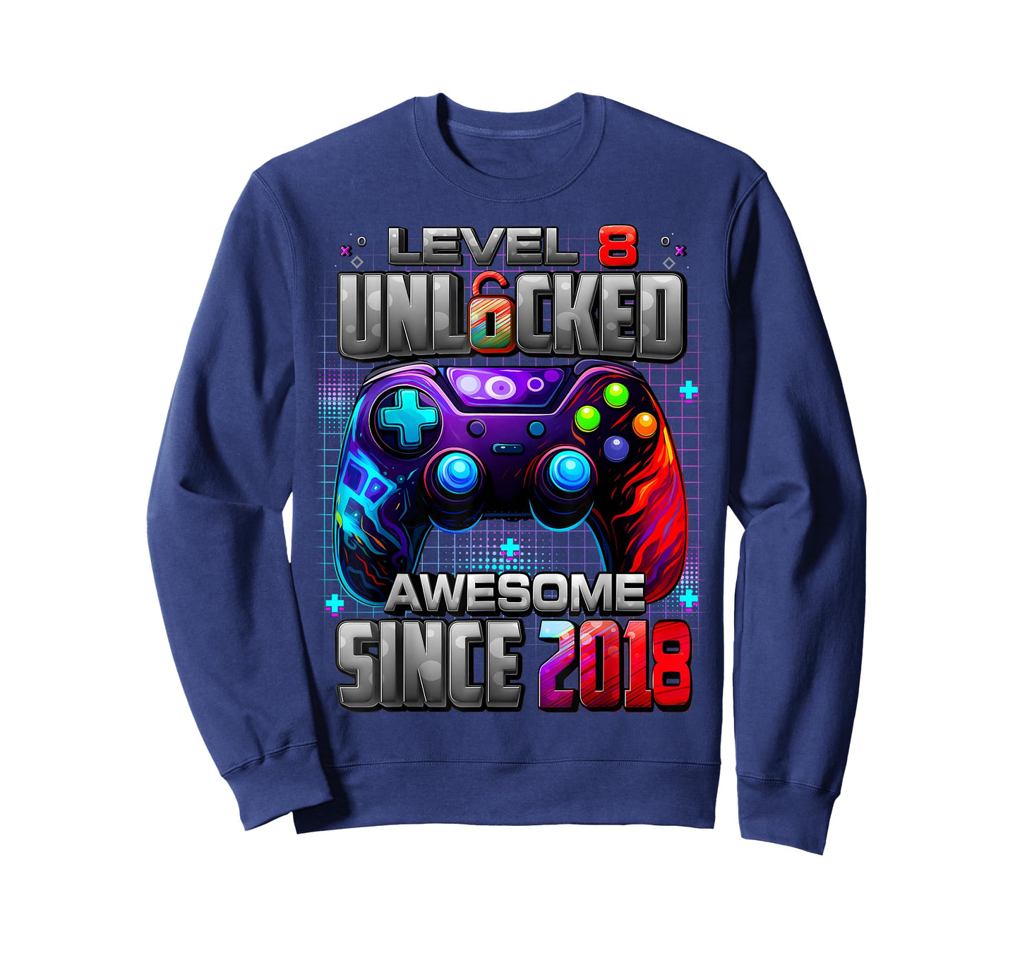 Level 8 Unlocked Video Game Party 8th Birthday Gamer Boys T-Shirt