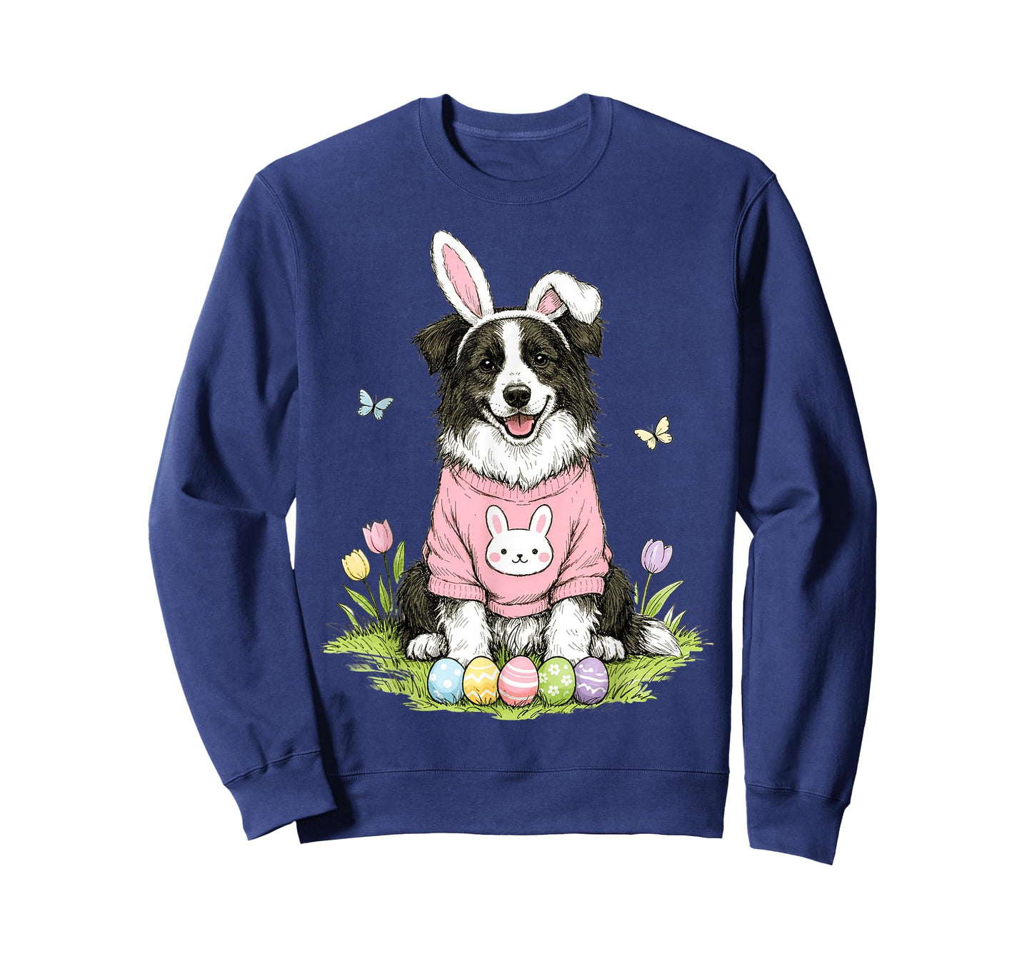Easter Border Collie Dog Mom Spring Easter Bunny Eggs T-Shirt