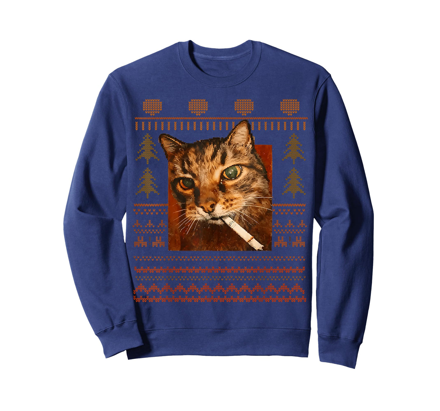 Funny Smoking Cat Meme Christmas Ugly for Men Women T-Shirt