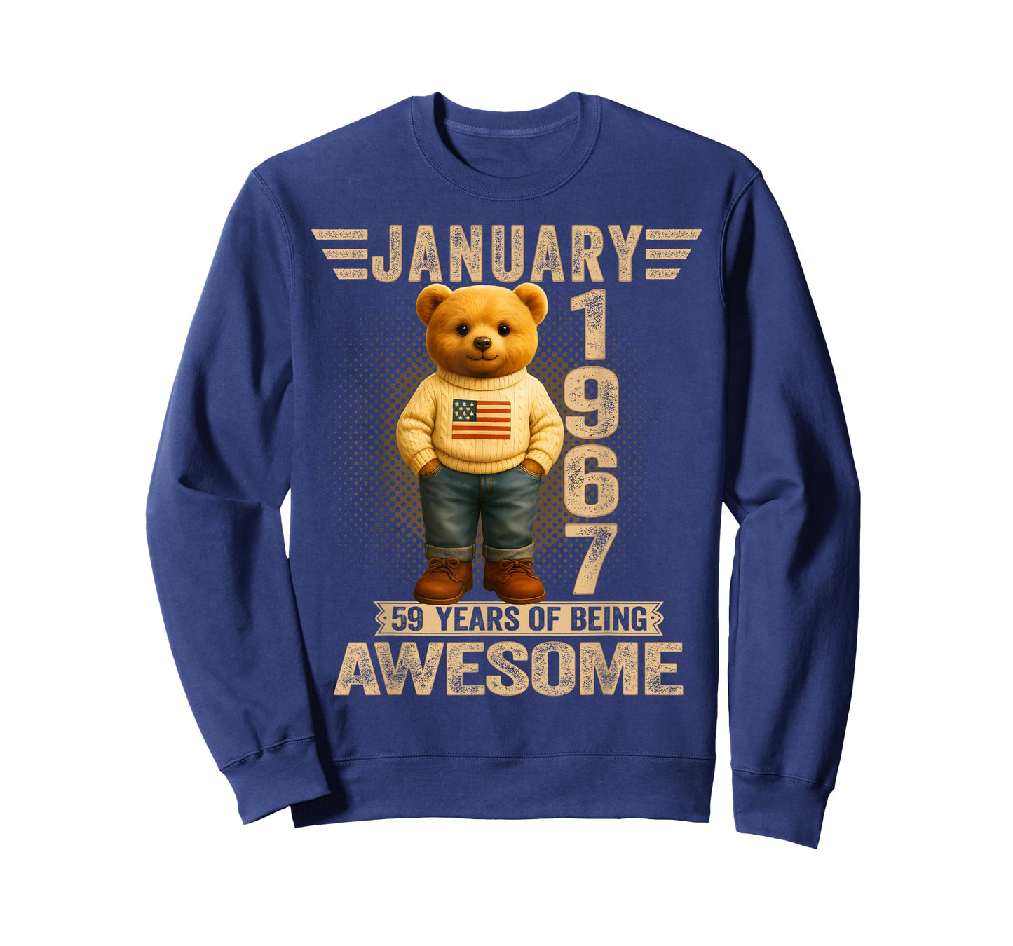 59 Year Old January 1967 Teddy Bear 59th Birthday Men Women T-Shirt