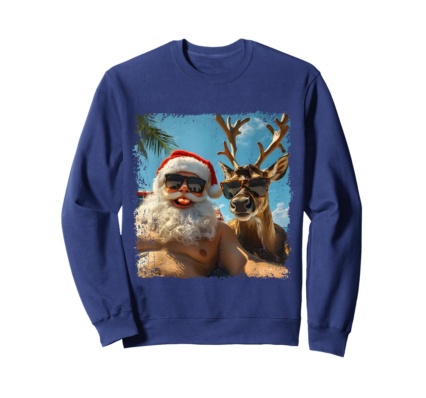 Santa and Reindeer Selfie Funny Christmas Vacation T-Shirt