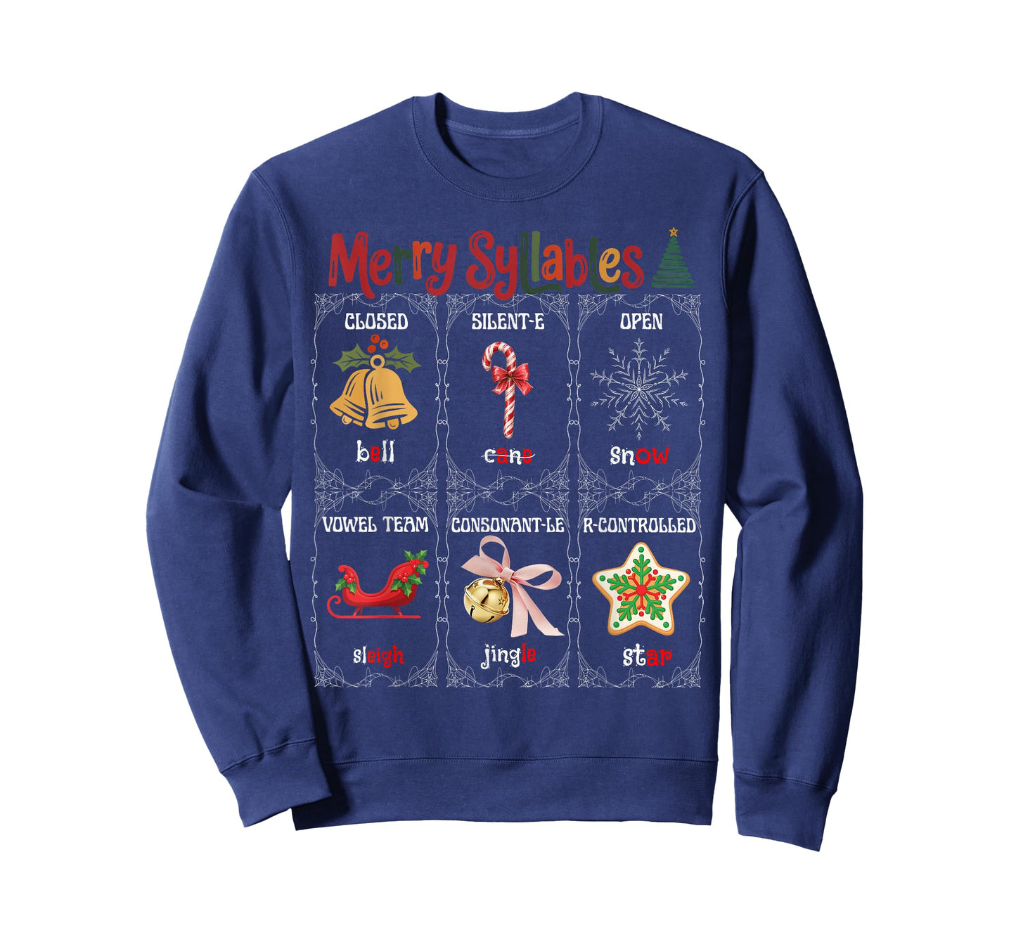 Merry Syllables Teacher Funny Christmas Educational Kids T-Shirt