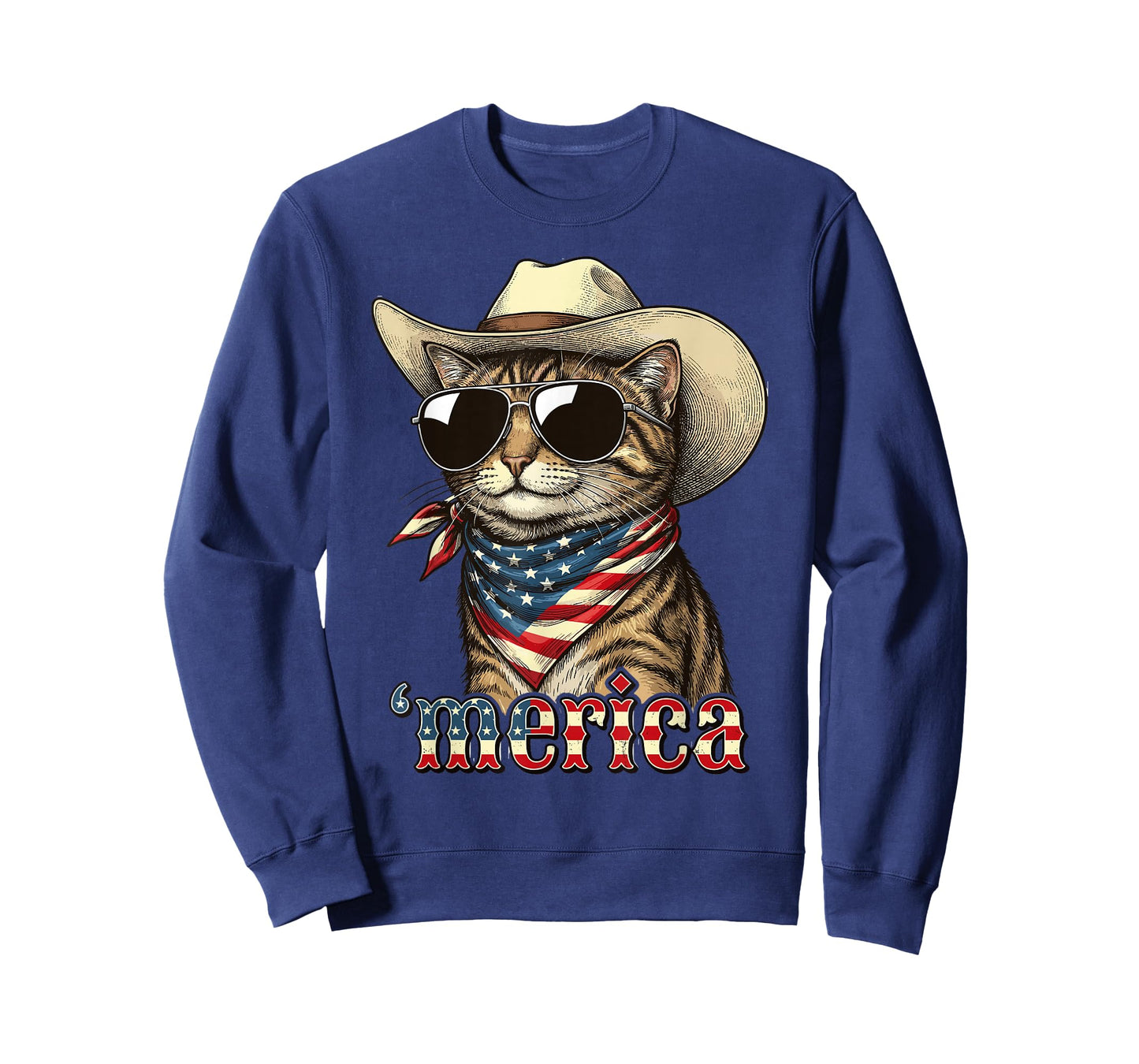 USA Flag Cat 4th of July Men Women Kids Funny Patriotic T-Shirt