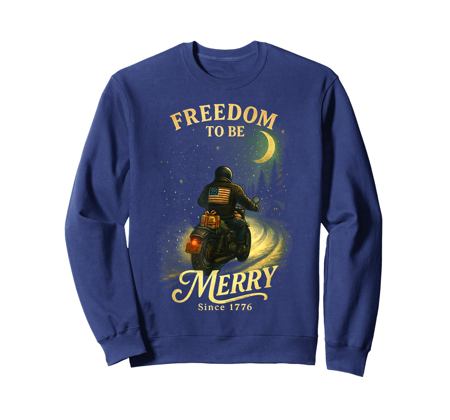 Vintage Patriotic USA Merry Christmas Motorcycle Rider T-Shirt