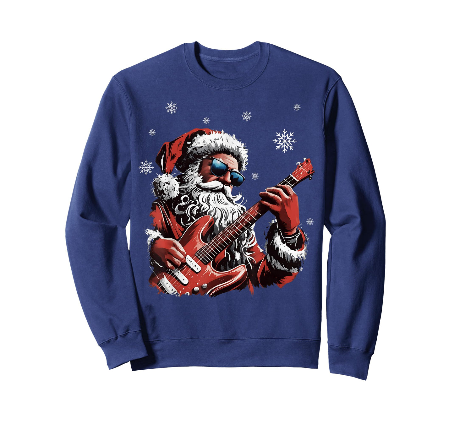 Funny Christmas Rock Santa Claus Playing Guitar Men Boy Kid T-Shirt