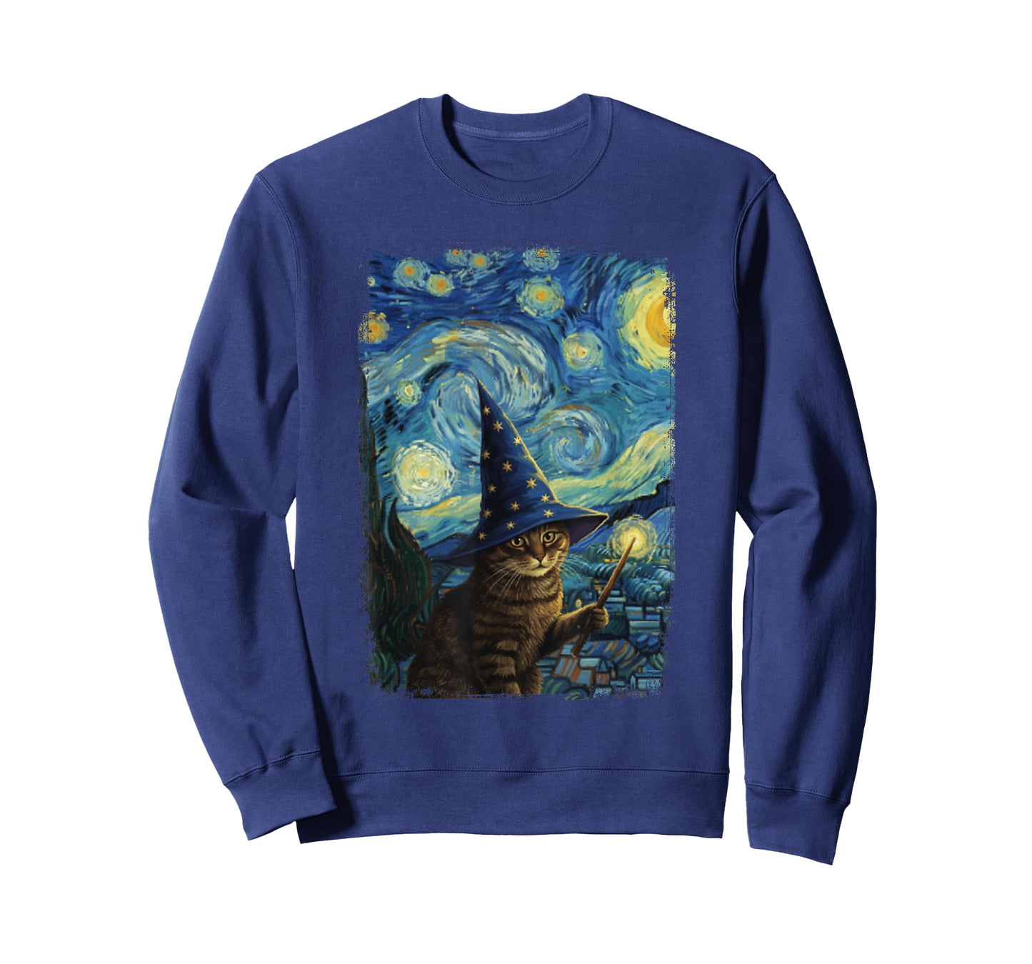 Van Gogh Starry Night Wizard Cat T-Shirt