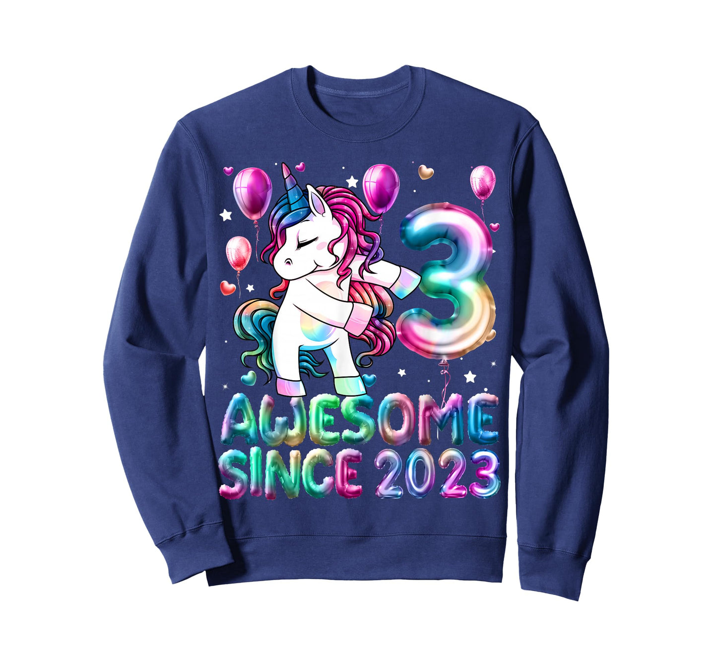 3 Year Old Girl Awesome Since 2023 Unicorn 3rd Birthday Girl T-Shirt